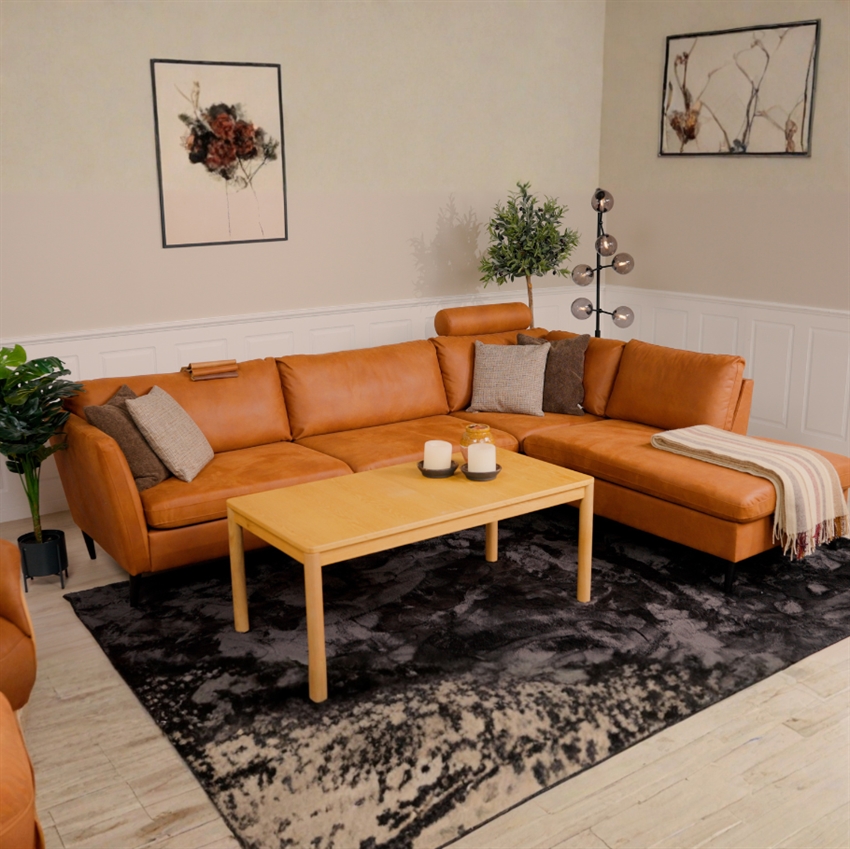 Jakob Chaiselong Sofa Højrevendt - Cognac Nordic Design