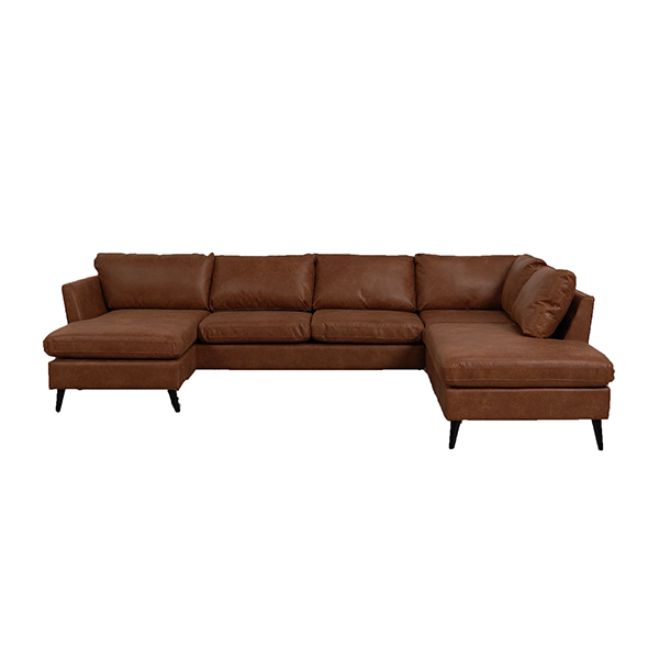 Jakob U-Sofa med Venstrevendt Chaiselong i Cognac