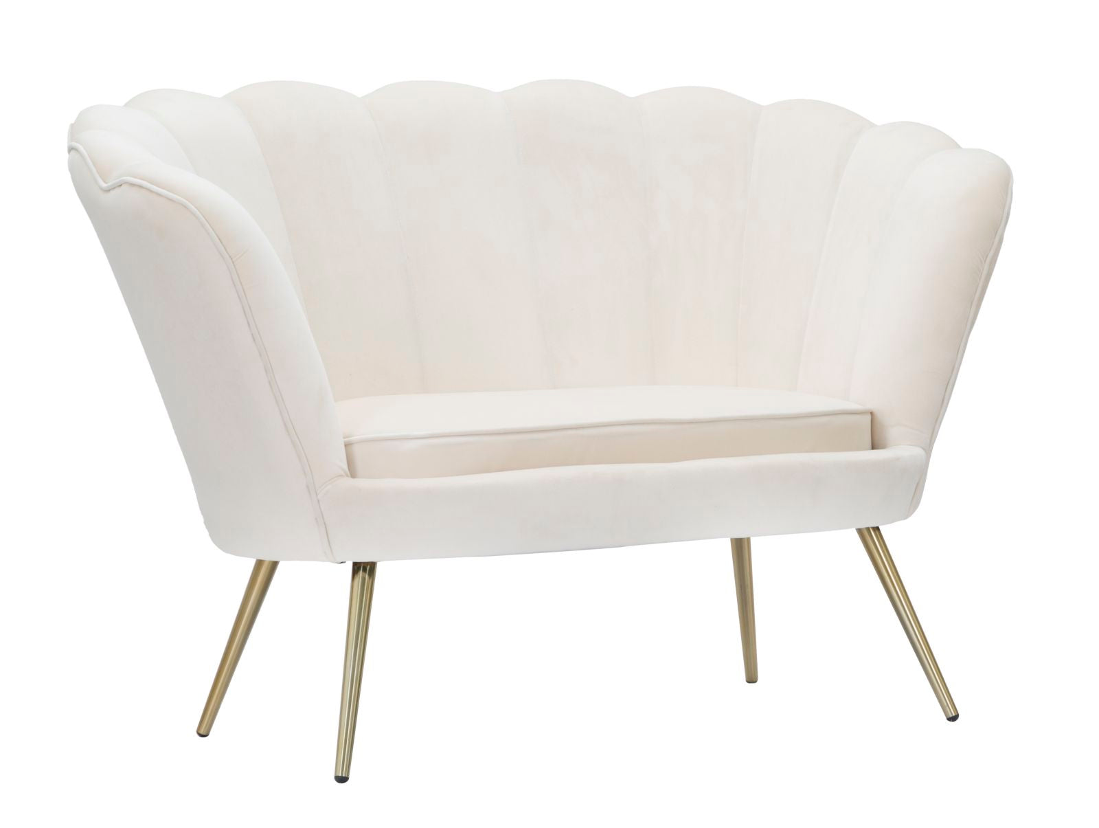 Hvid Glam Creme Stof Metal 130x74x84 Mauro Ferretti Sofa - 8024609346736