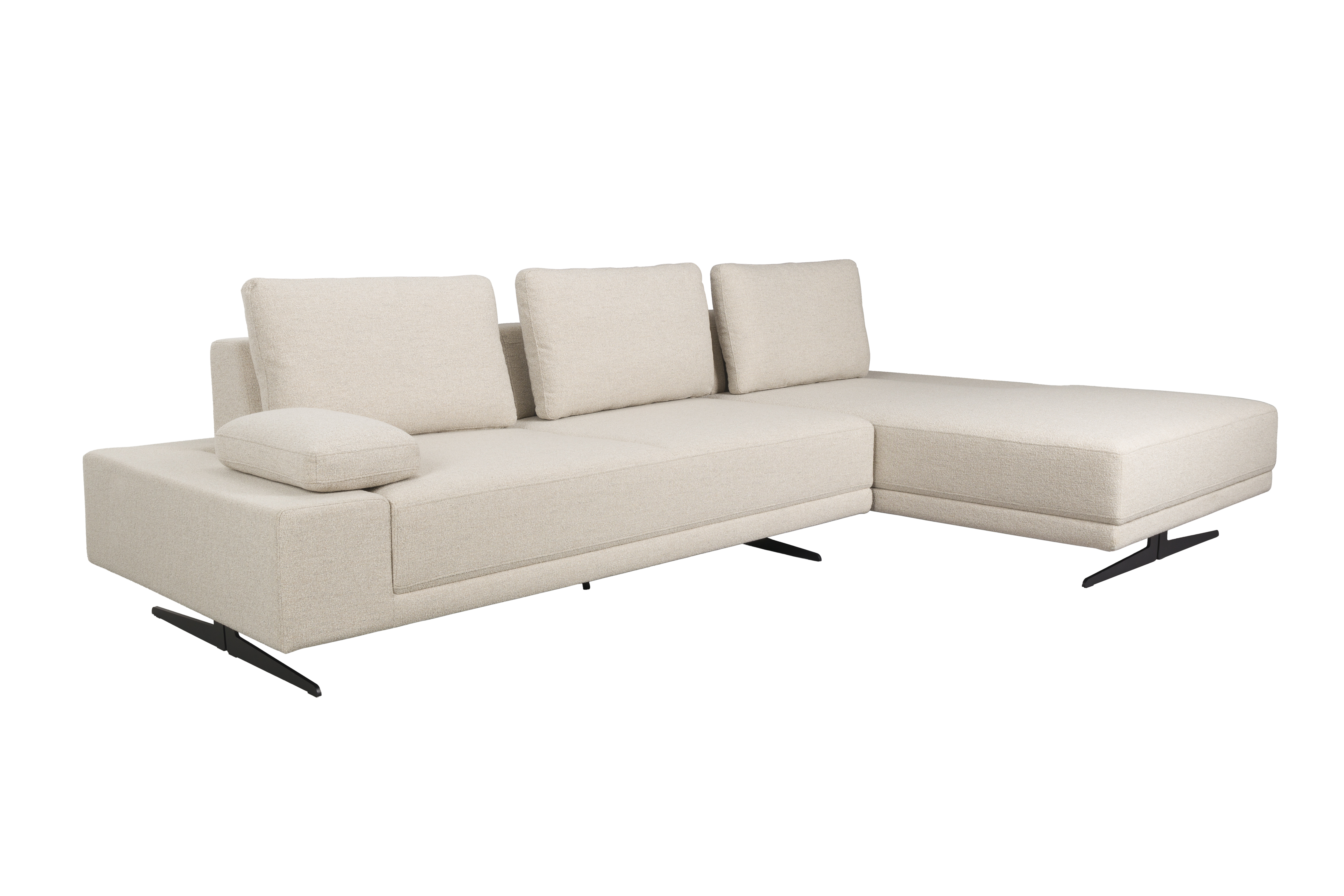 Hvid Shelly Højre Chaiselong Offwhite Polyester Stof Stål Dutchbone Sofa - 8718548090774