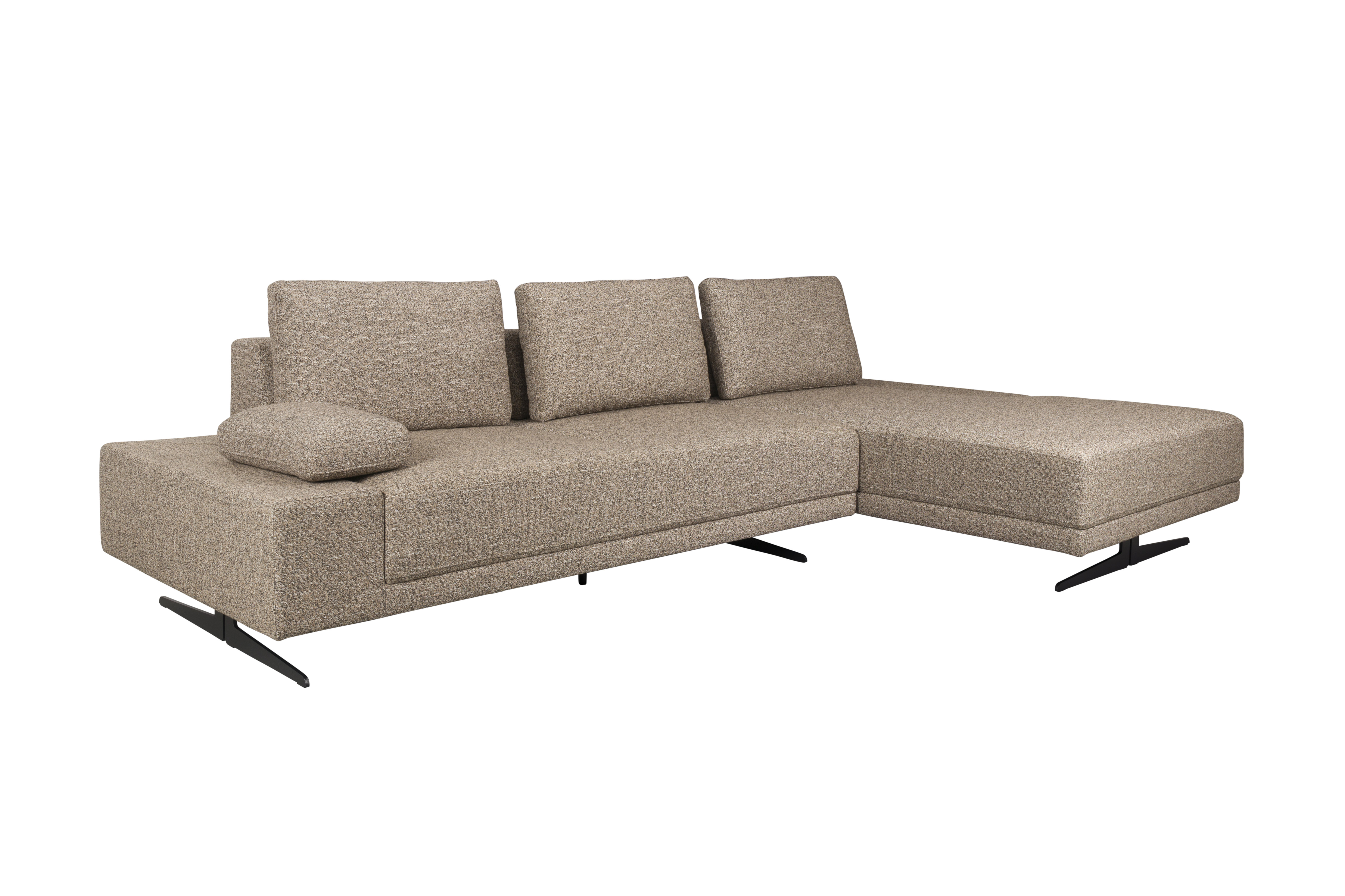Brun Shelly Højre Chaiselong Cinnamon Polyester Stof Stål Dutchbone Sofa - 8718548090859
