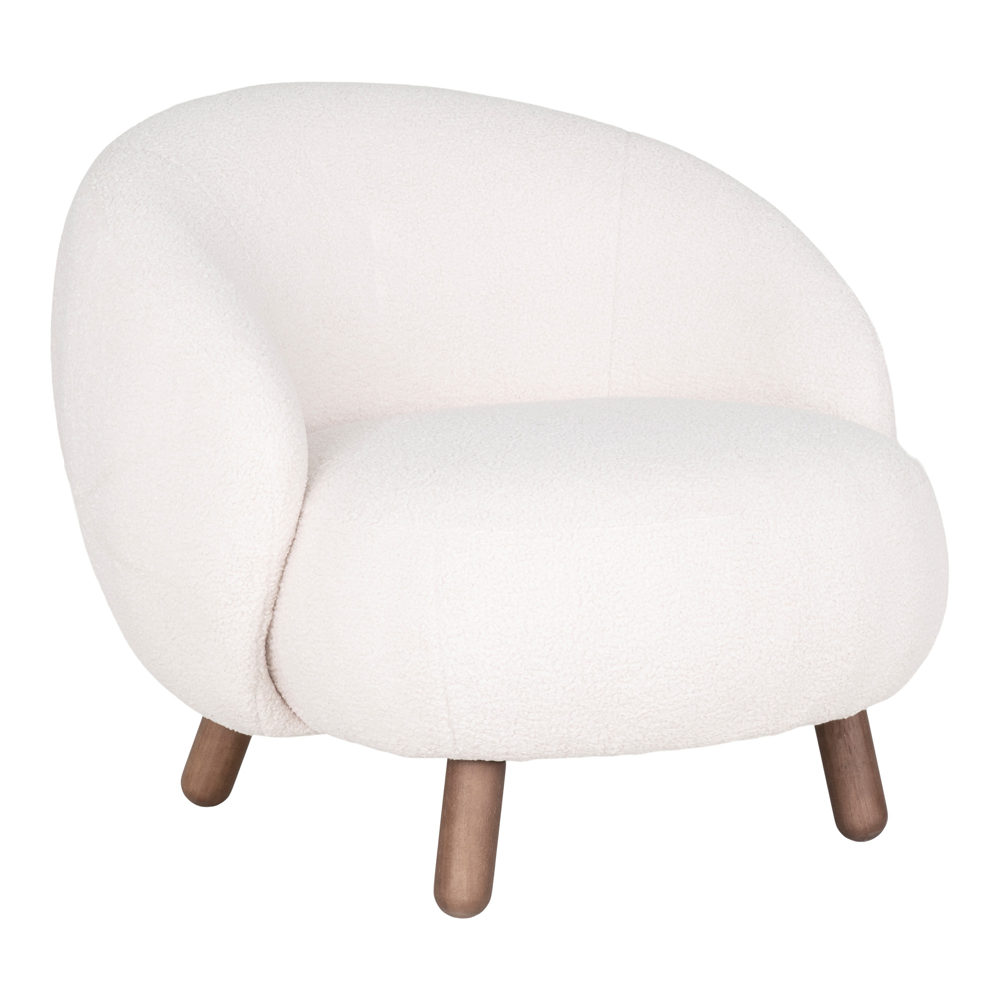 Hvid Savona Kunstig Polyester Lammeskind Valnøddefarvet Gummitræ House Nordic Lænestol - 5713917018246