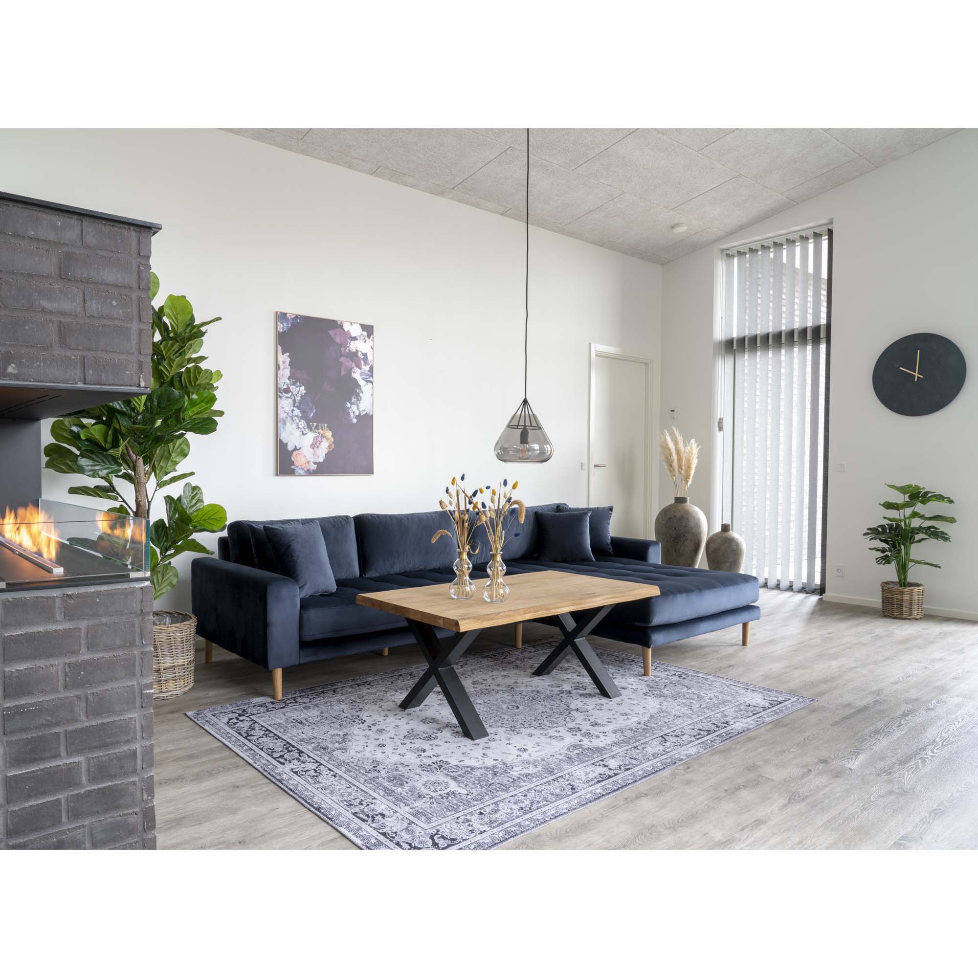 Lido Lounge Højrevendt Mørkeblåt Velour Med Fire Puder Hn1005 House Nordic Sofa - 5713917006595