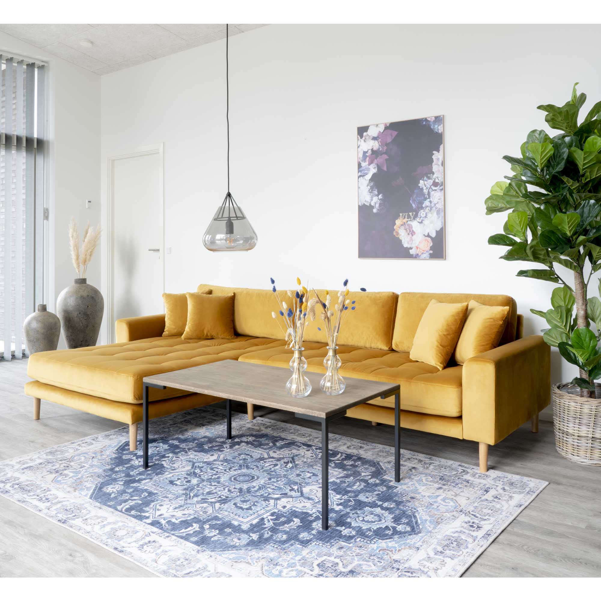 Lido Lounge Venstrevendt Sennepsgul Velour Med Fire Puder Hn1004 House Nordic Sofa - 5713917006656