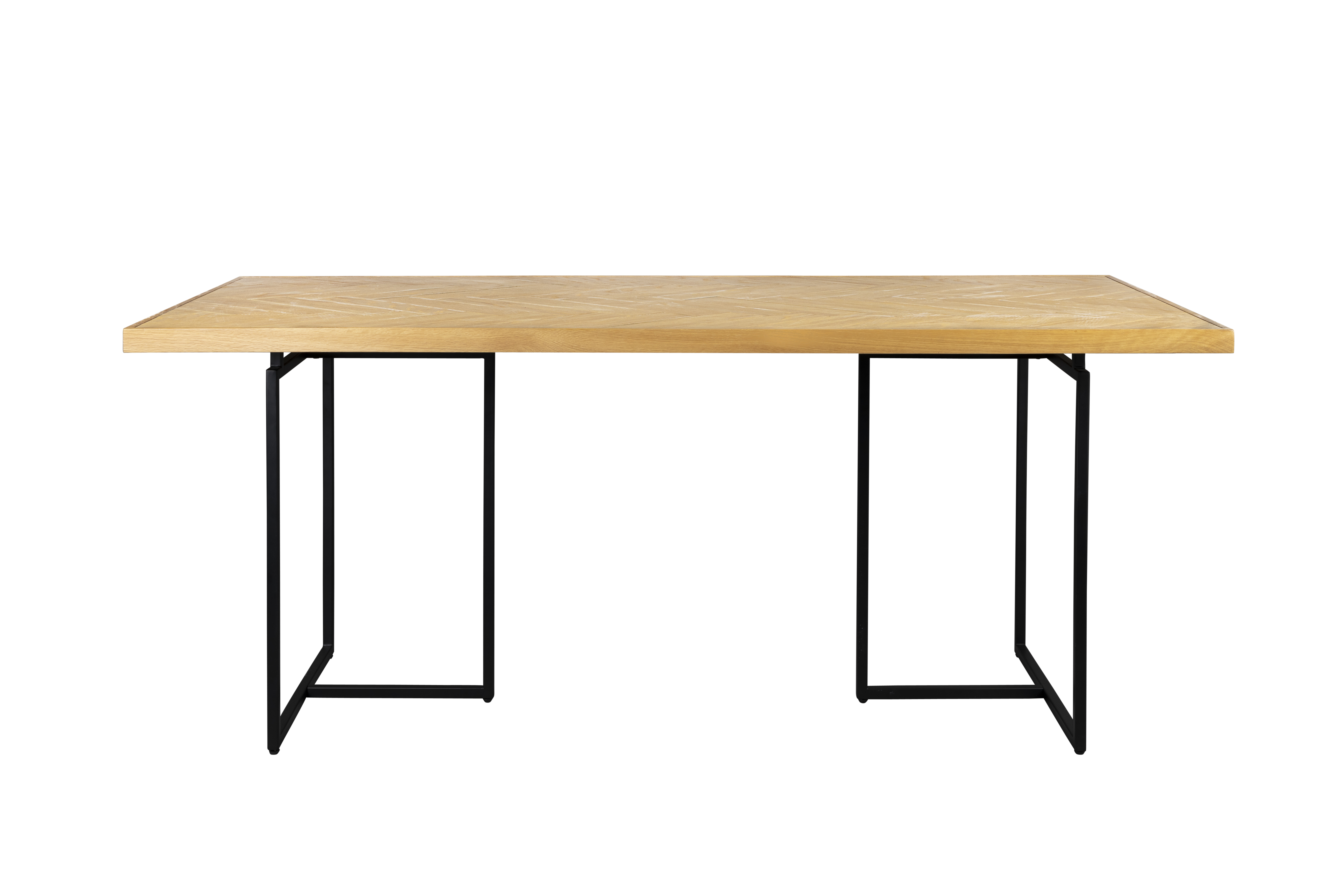 Sort Klasse Sildeben Rektangulær Natur Træ Stål 180x90 Dutchbone Spisebord - 8718548067240