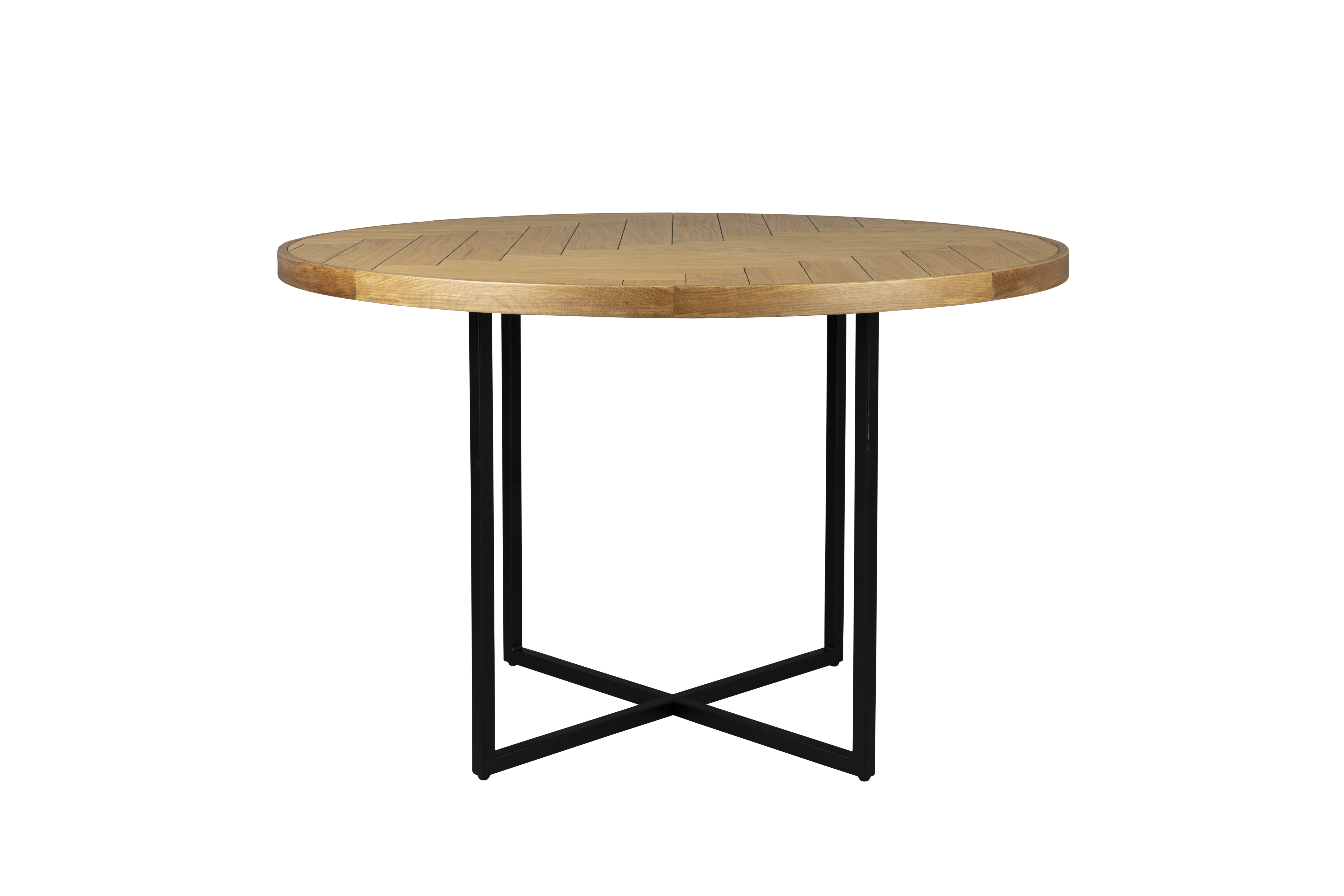 Sort Klasse Sildeben Rund Natur Egetræ Stål Ø120 Dutchbone Spisebord - 8718548067325