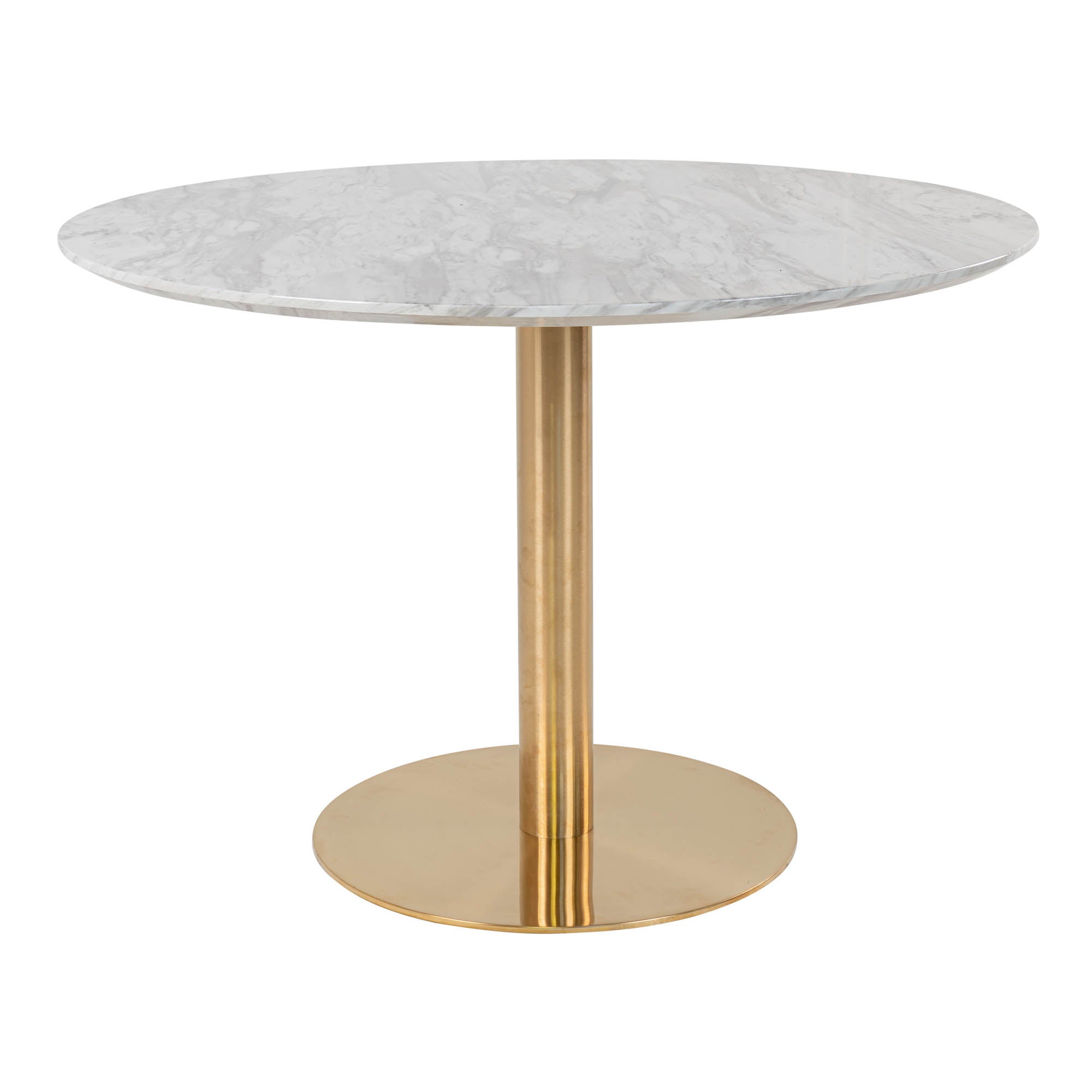Hvid Bolzano Marmor Look Bordplade Messing Look Base Ø110x75cm Housenordic Spisebord - 5713917002719