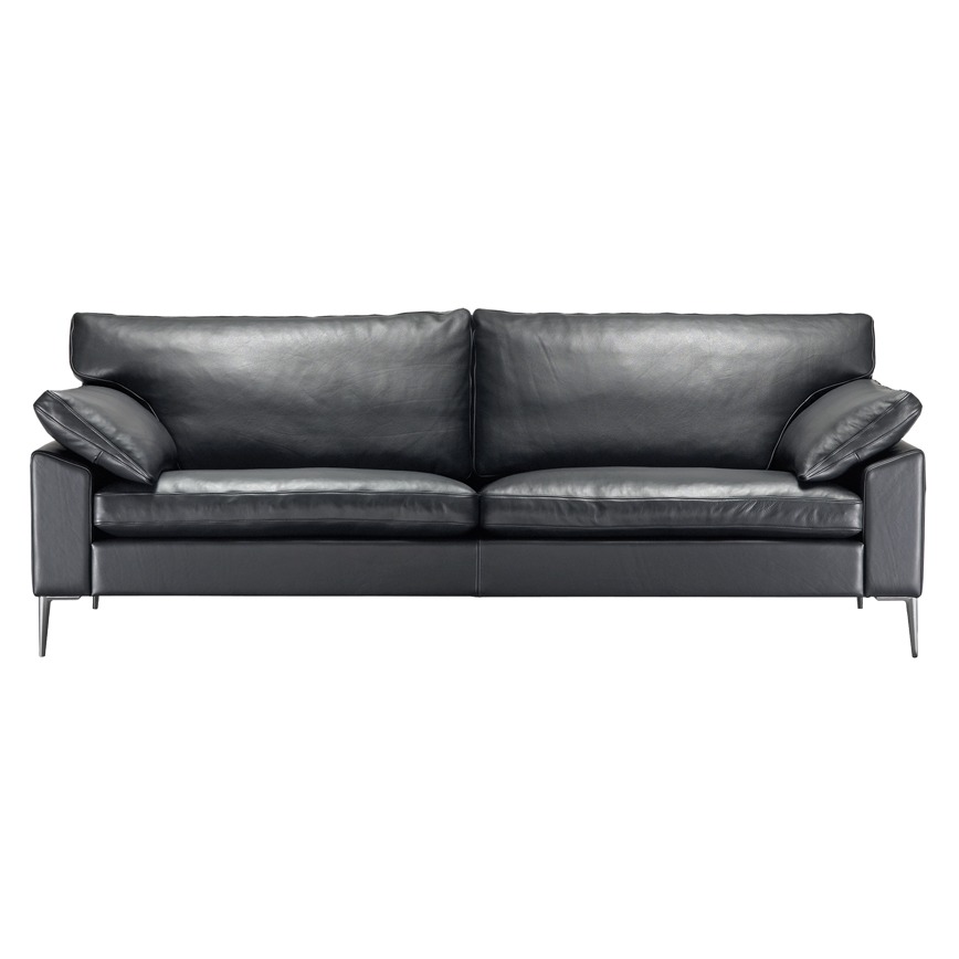 Sort Sl329 222cm Zebu Læder Alu Ben Ig15 Søren Lund Sofa