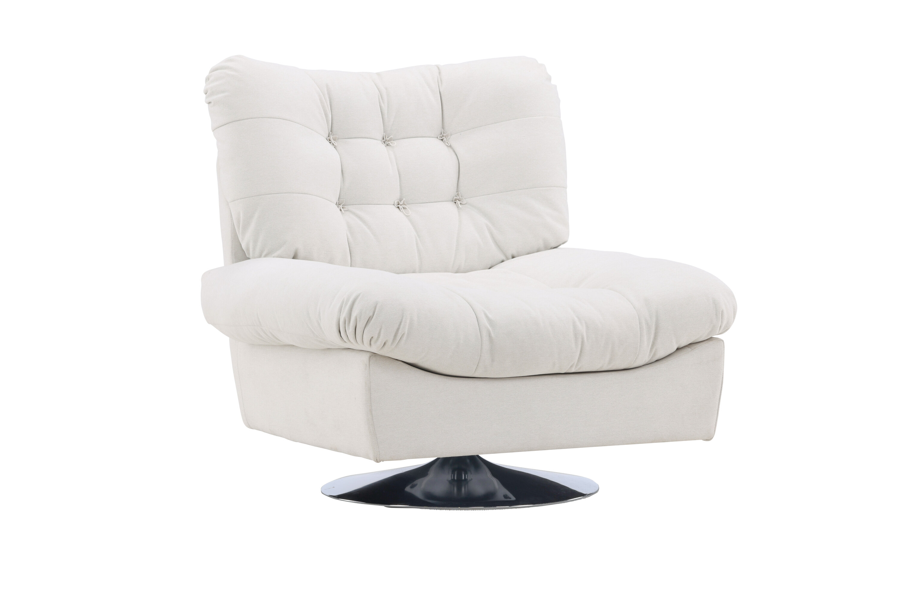 Hvid Florens Offwhite Polyester Krom Stål Venture Design Lænestol - 7340220800176