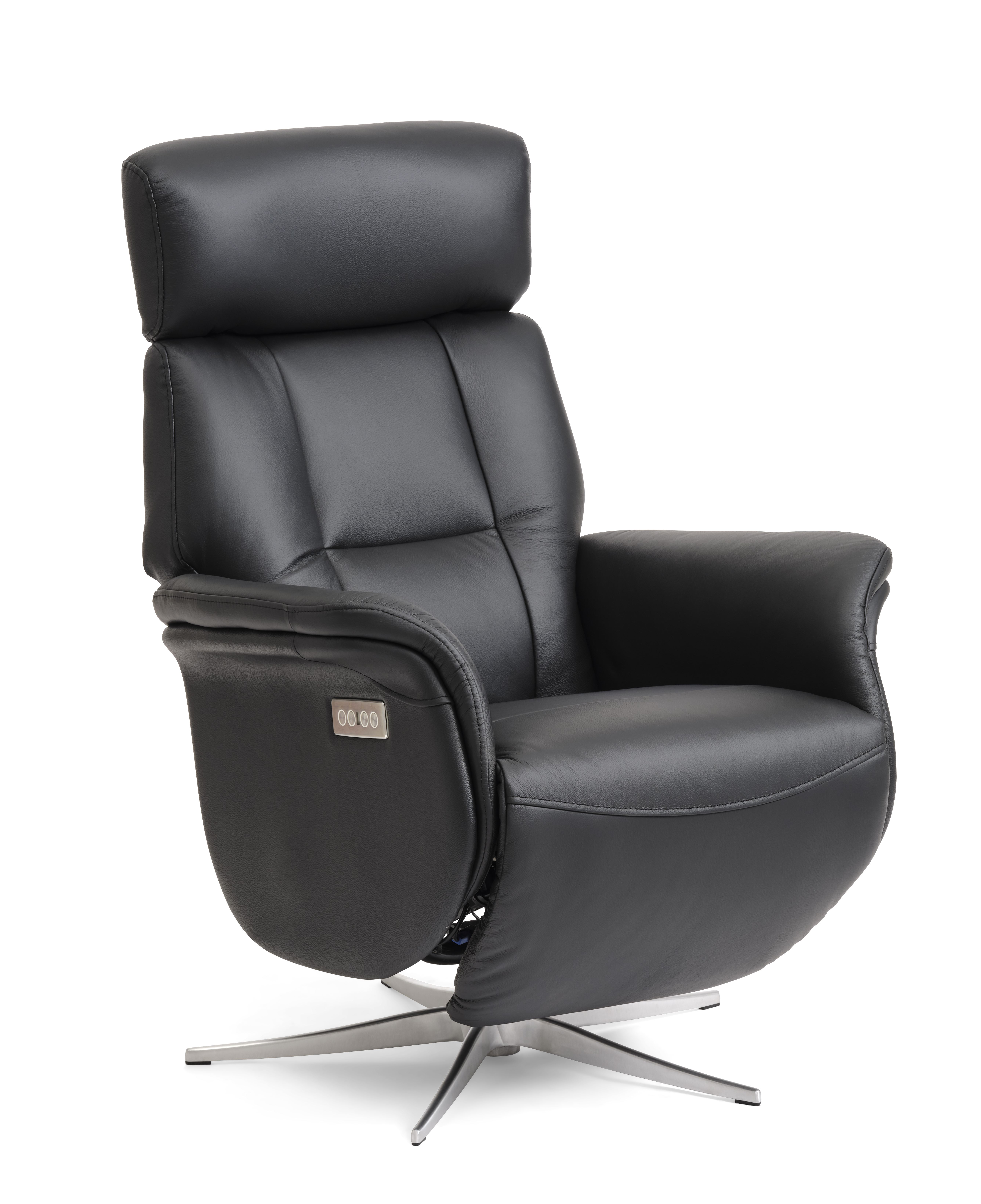 Sort Mars Recliner Motors Kunstlæder Børstet Aluminium Lexpo Living Lænestol - 5715249030019