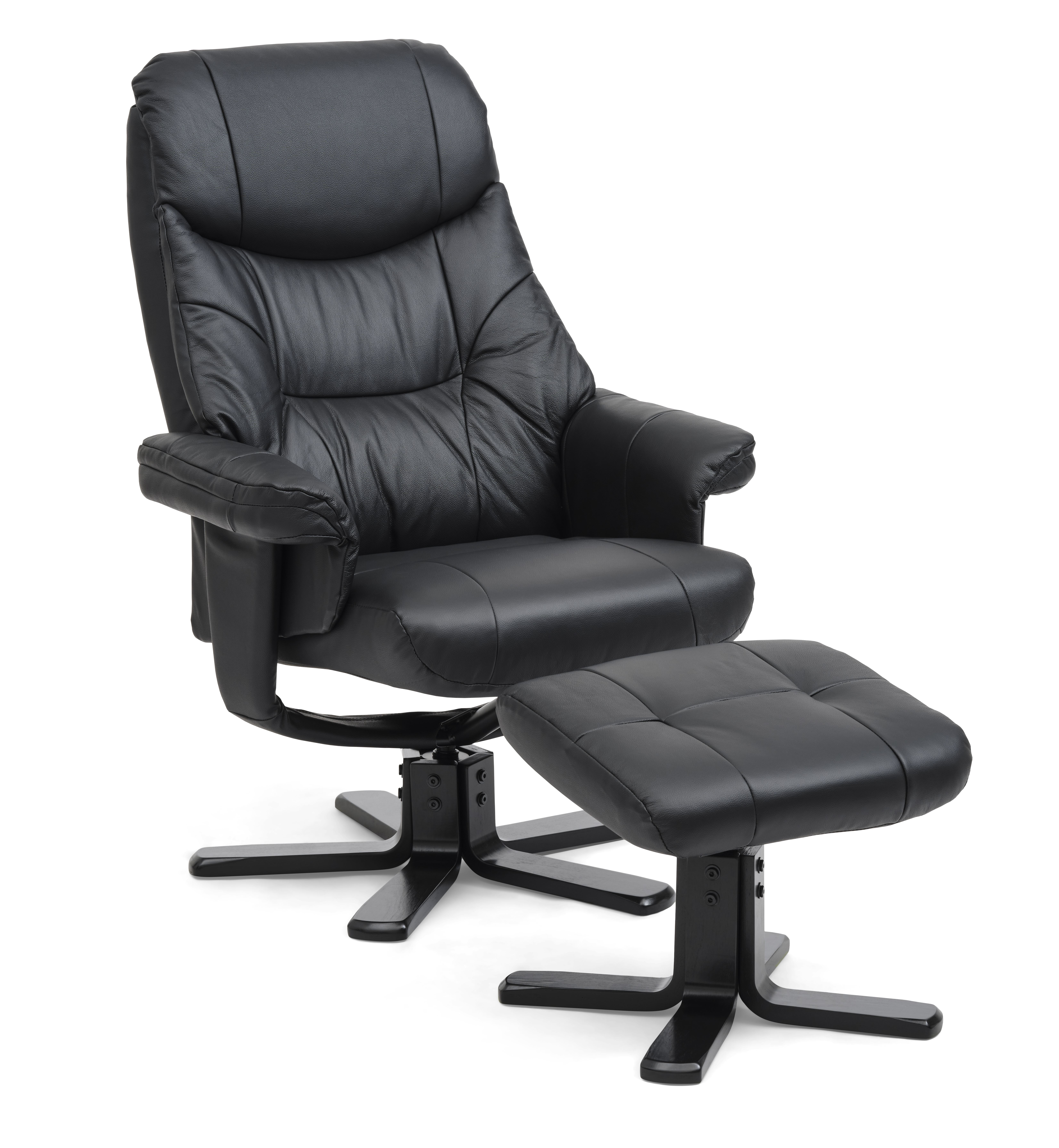 Sort Cosy Recliner Inkl Fodskammel Læder Kunstlæder Træ Lexpo Living Lænestol - 5715249030217