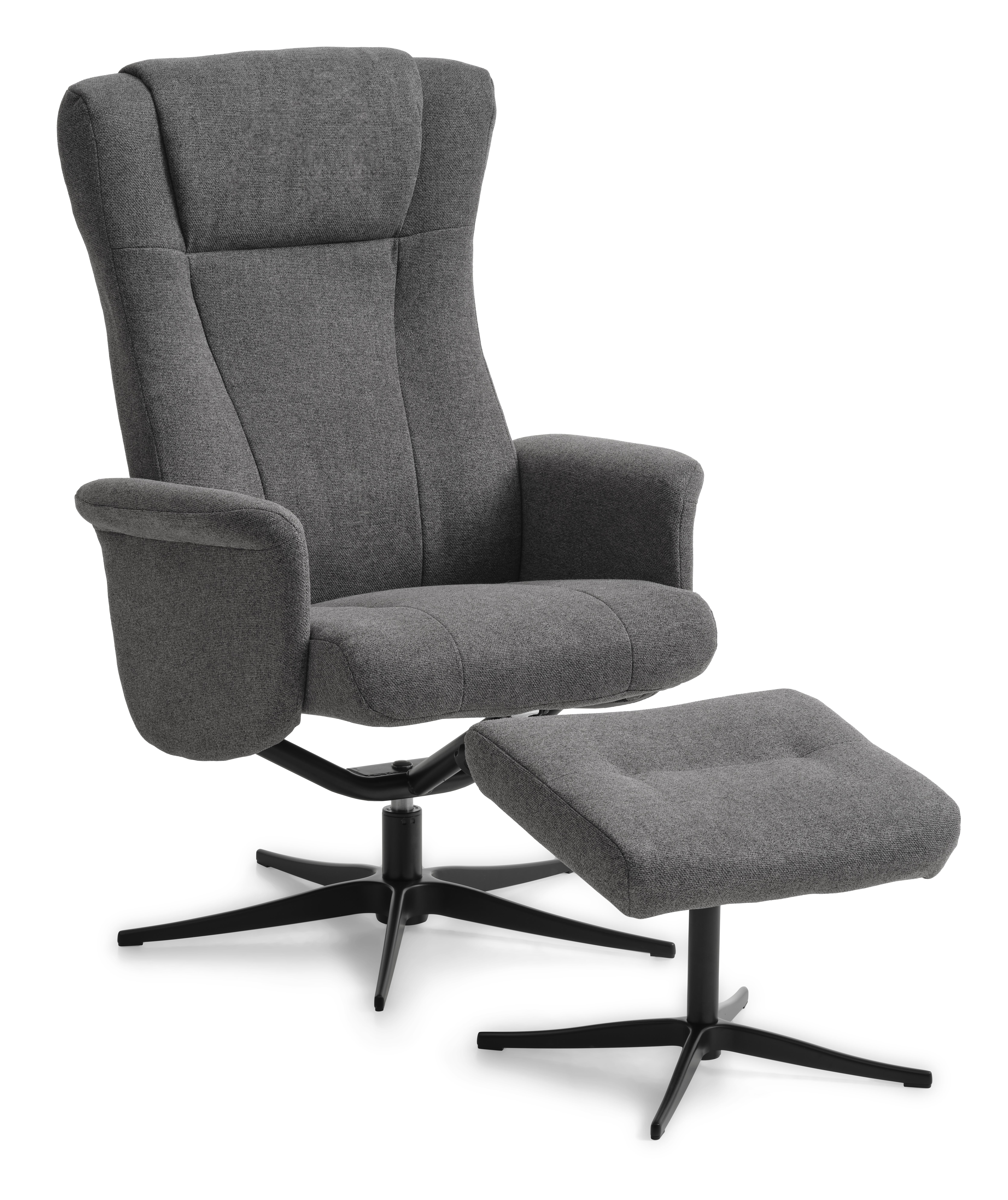 Sort Liam Recliner Inkl Fodskammel Antracitgrå Polyester Stof Aluminium Lexpo Living Lænestol - 5715249030927