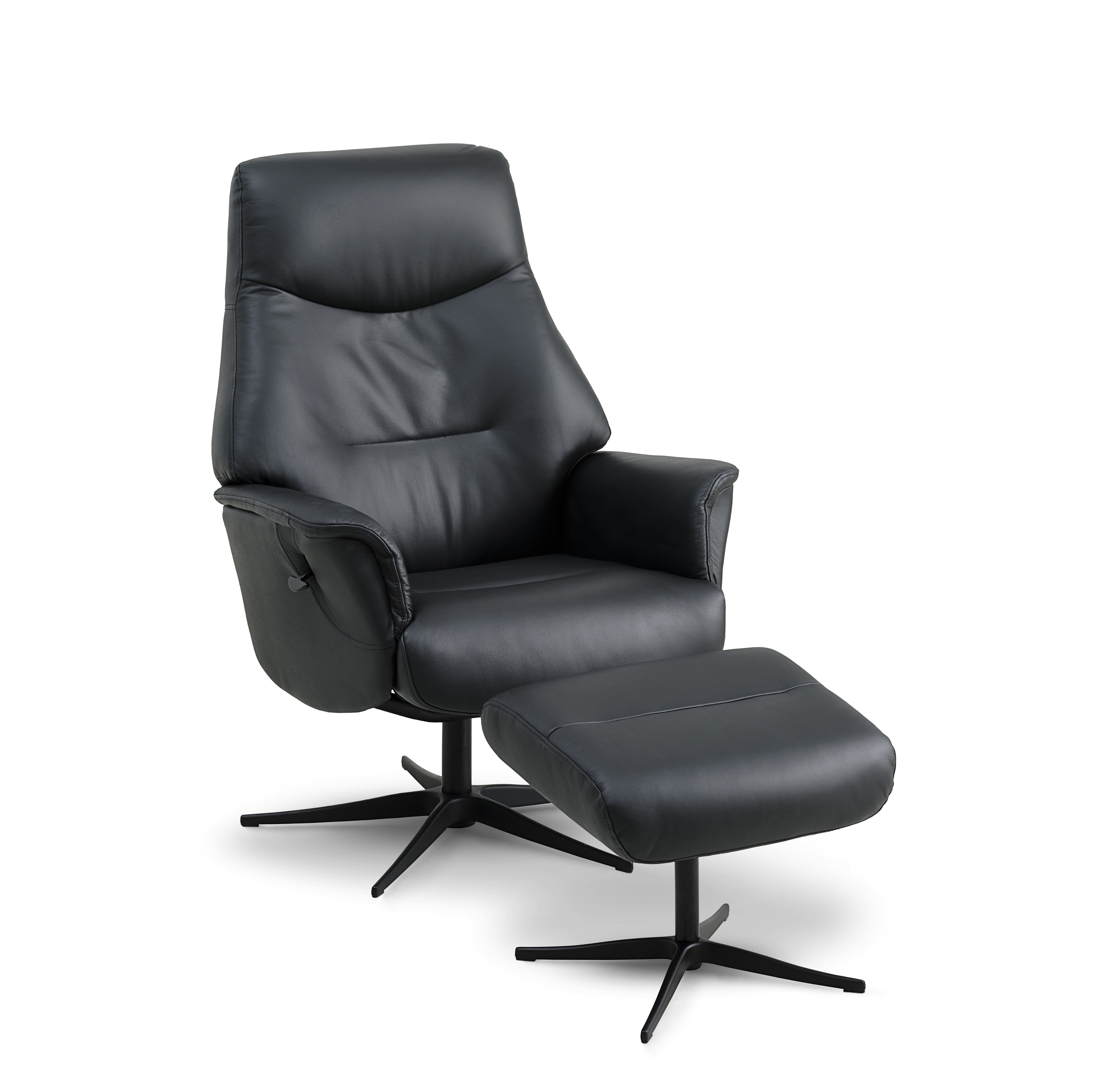 Sort Villads Armlæn Vippefunktion Inkl Fodskammel Læder Pvc Metal Lexpo Living Lænestol - 5715249031467