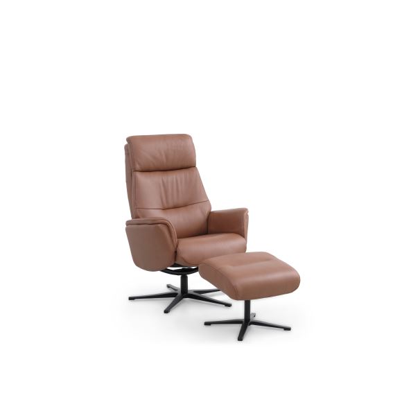 Sort Malthe Fodskammel Vippefunktion Armlæn Cognac Semianilin Læder Metal Lexpo Living Lænestol - 05715249034734