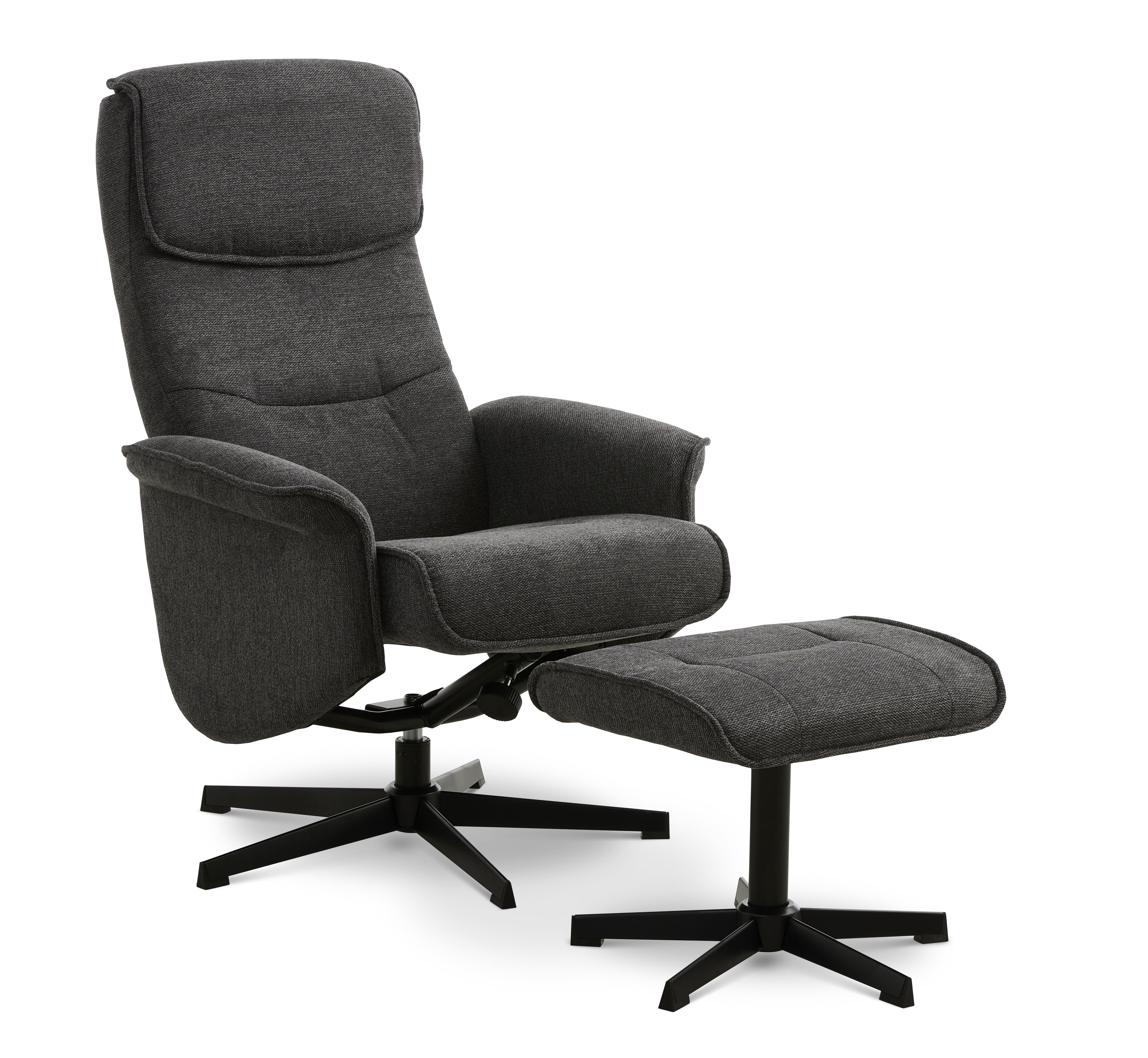 Sort Christian Armlæn Inkl Fodskammel Antracitgrå Polyester Metal Lexpo Living Lænestol - 5715249031764