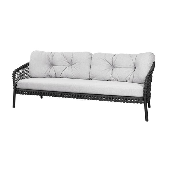 Hvid Cane Line Ocean Pers White Grey Soft Rope Dark Grey Cane-line Sofa
