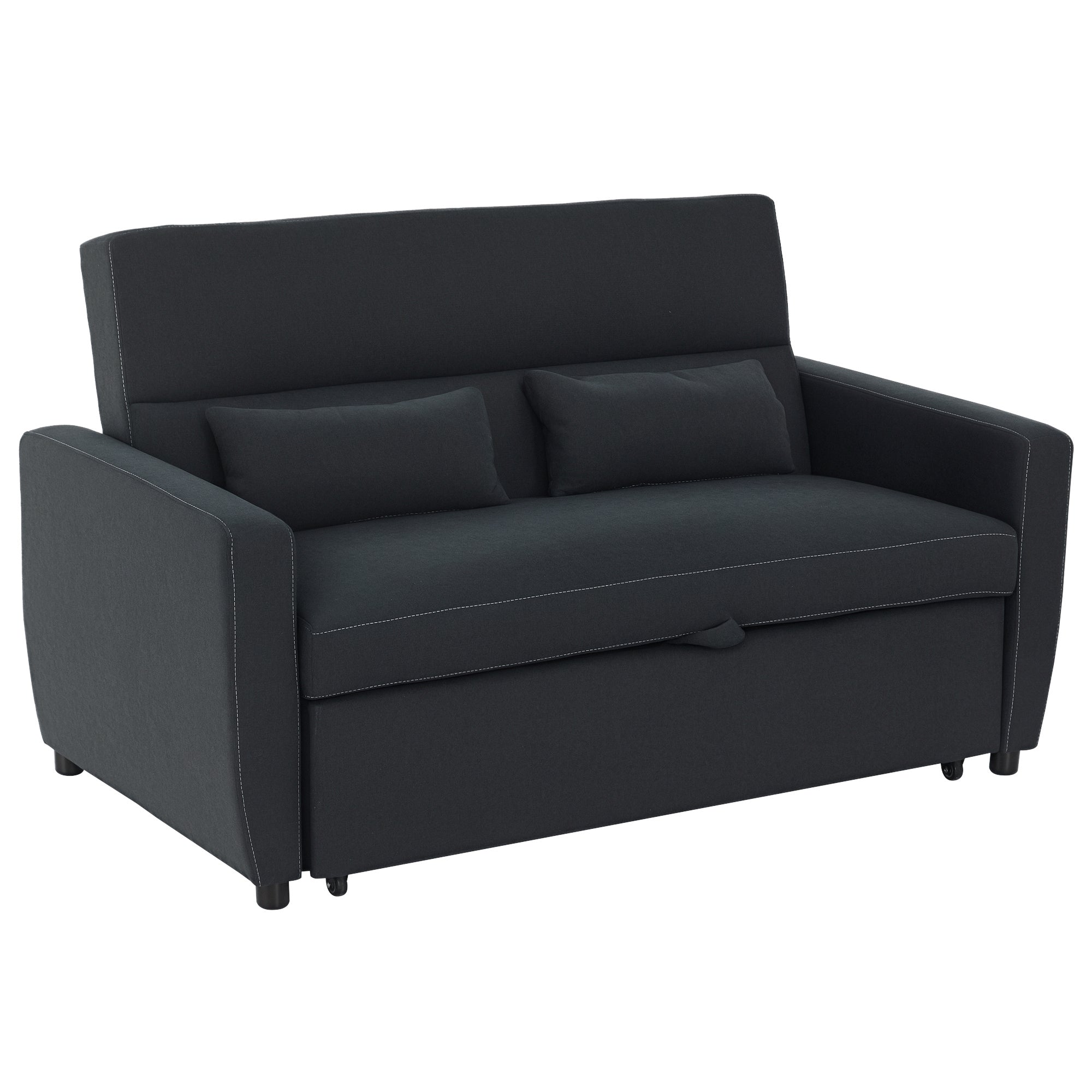 Sort Personers Med Sengefunktion Justerbar Ryglæn Polstret Fløjlslook Til Stue Soveværelse Aosom Sofa - 4251774970549