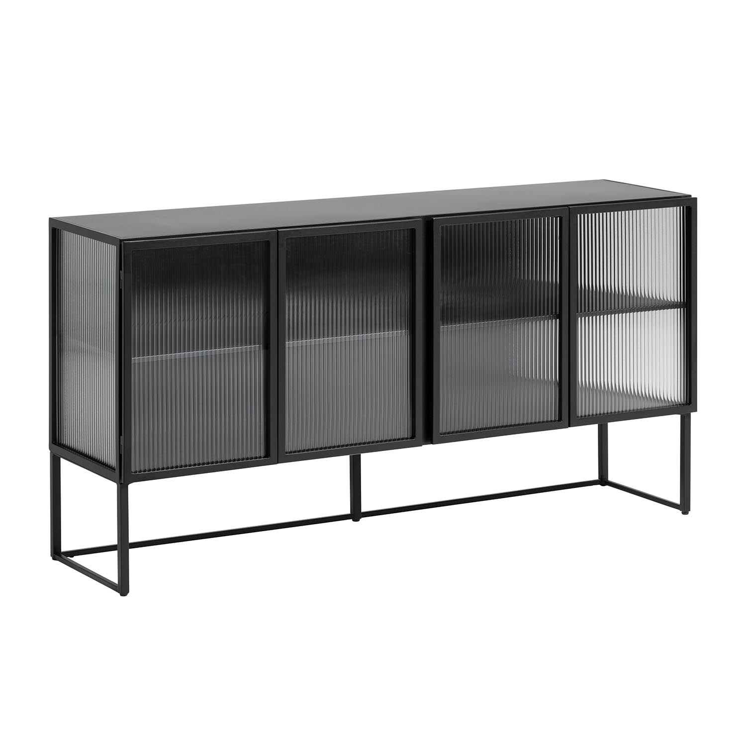 Sort Trixie Låger Hylde Klar Glas Stål 160x81 Kave Home Skænk - 8433840615622