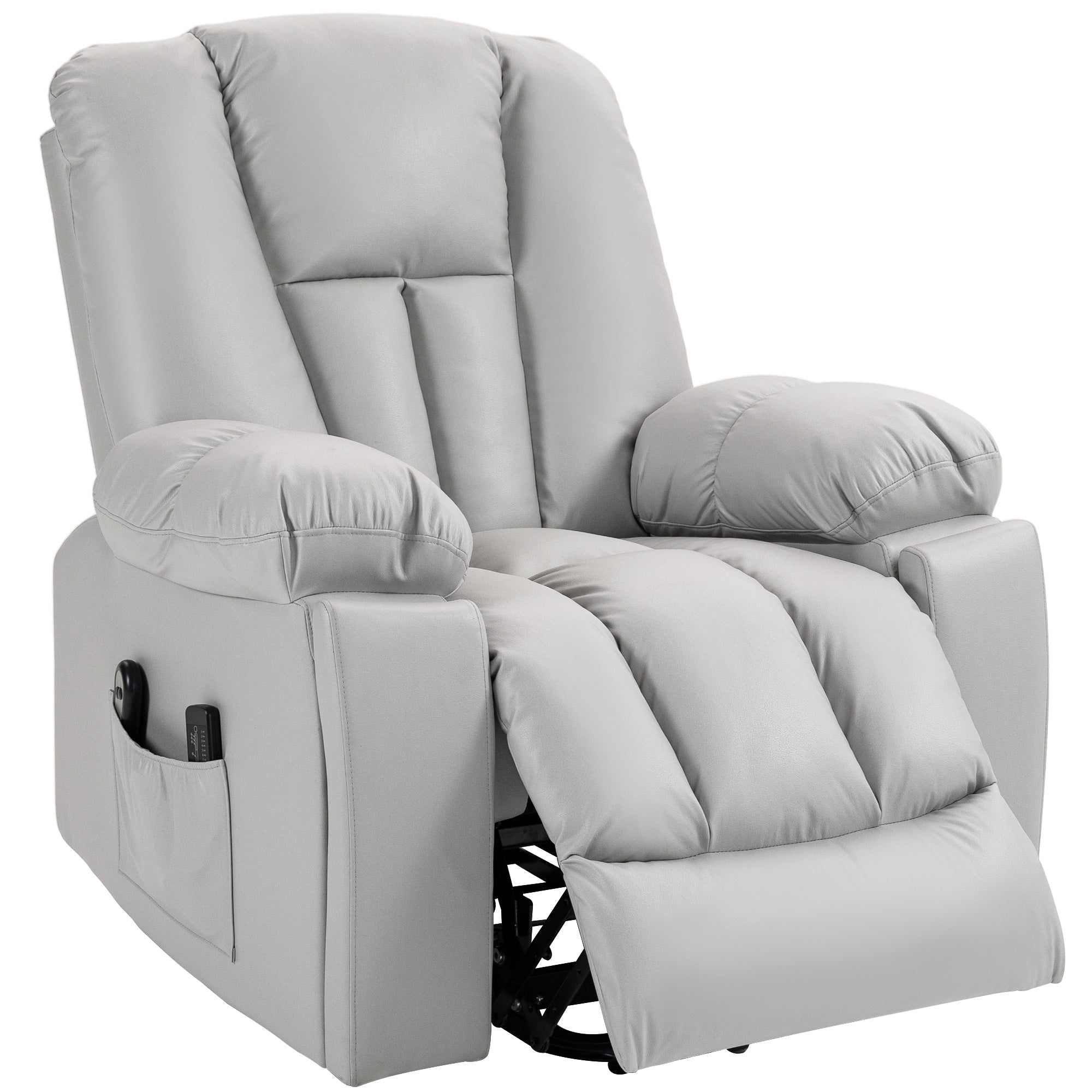 Massagestol Seniorstol Fjernbetjening Sidelommer 106 Grå Aosom Lænestol - 4255633568373