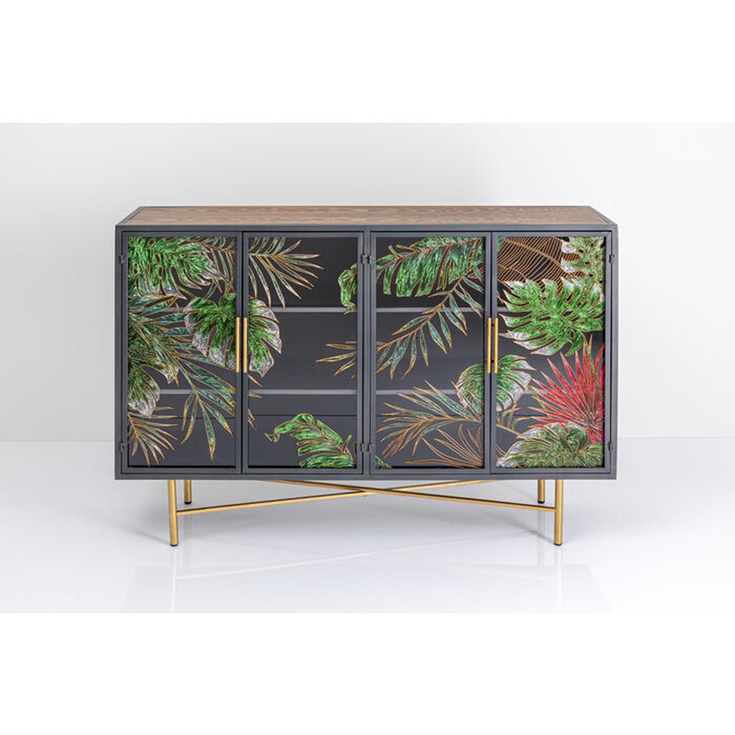Brun Jungle Låger Multifarvet Glas Finr Stål 135x95 Kare Design Skænk - 4025621863007
