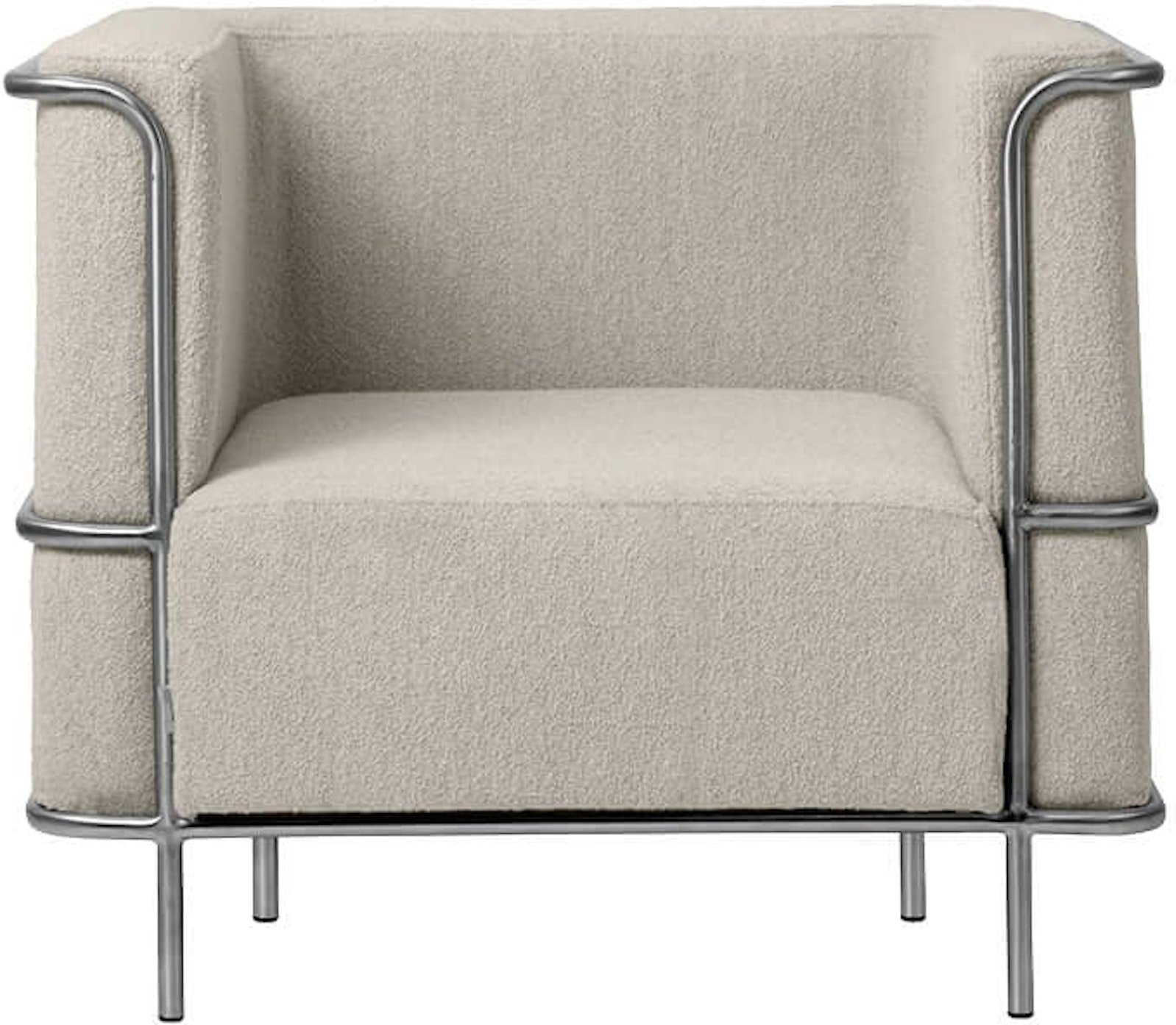 Beige Loungestol Modernist Boucl Med Rustfrit Stål Kristina Dam Lænestol - 5710688977727