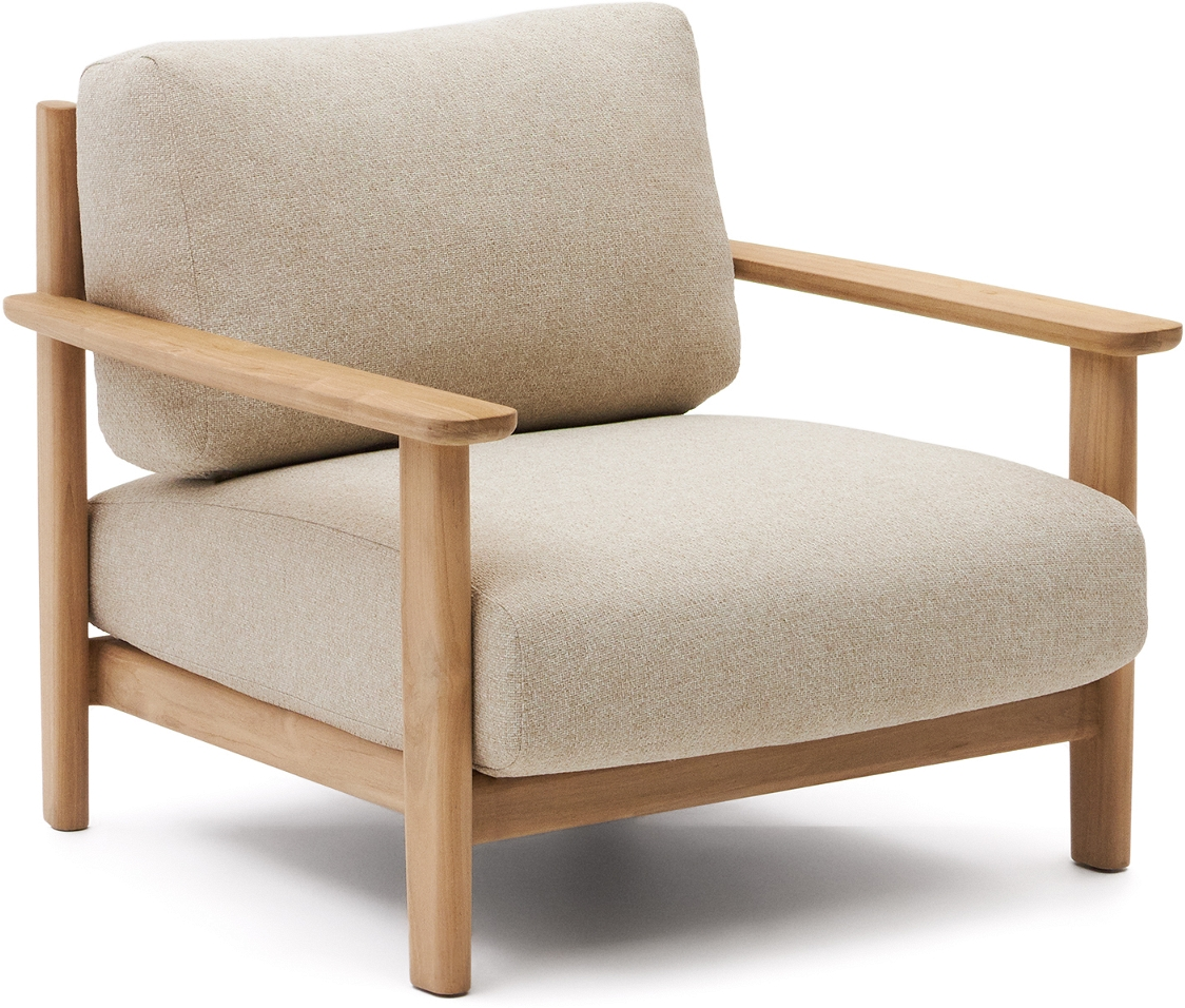 Natur Udendørs Lounge Stol Tirant Fsc Certificeret Teak Med Aftagelig Beige Hynde Nordisk Design Kave Home Lænestol - 8433840894027