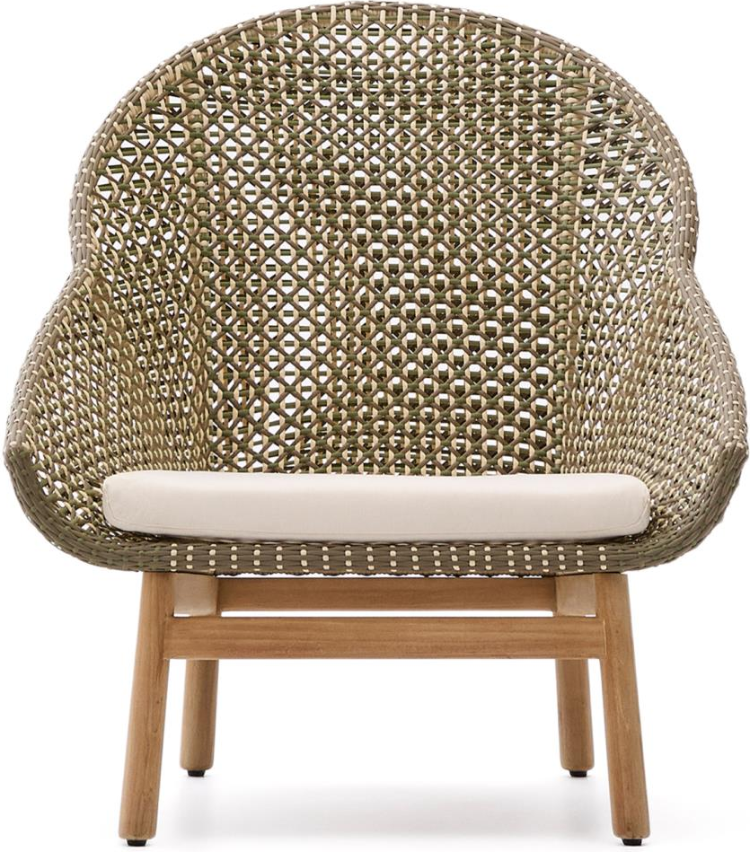 Grøn Udendørs Olbia Teak Rattan Med Aftagelig Vandafvisende Pude H95b86d86 Kave Home Lænestol - 8433840985725