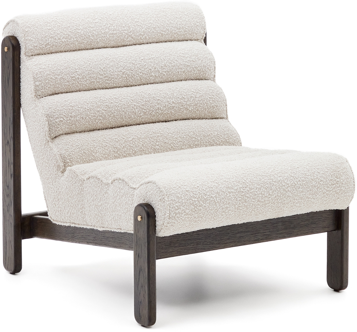Hvid Magira Lounge Stol Shearling Med Massivt Egetræ Moderne Nordisk Design Kave Home Lænestol - 8433840878386