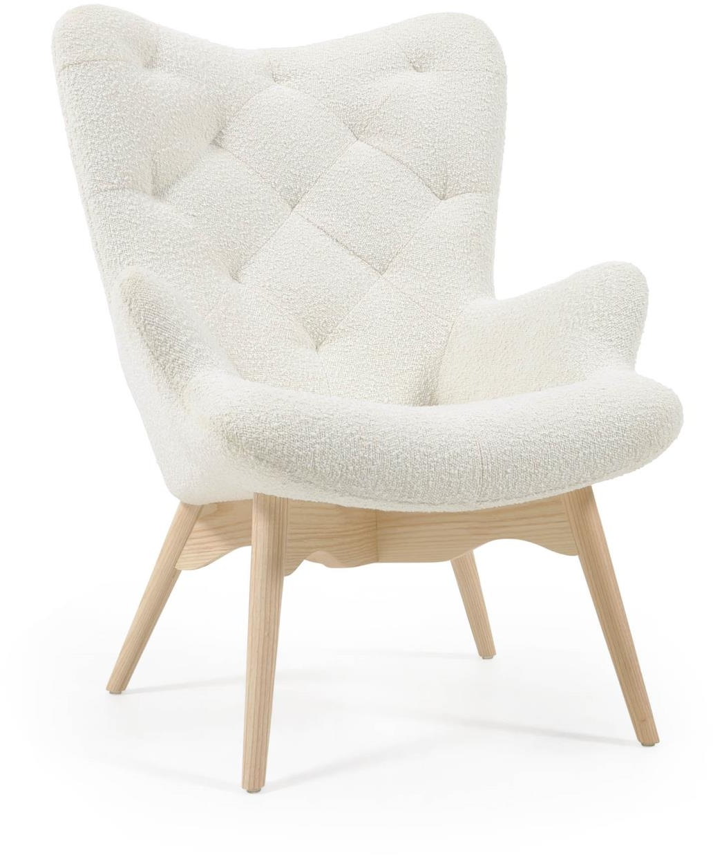 Hvid Kody Skandinavisk Vintage Stof Med Fåreskindseffekt Asketræ Natur Kave Home Lænestol - 8433840693446