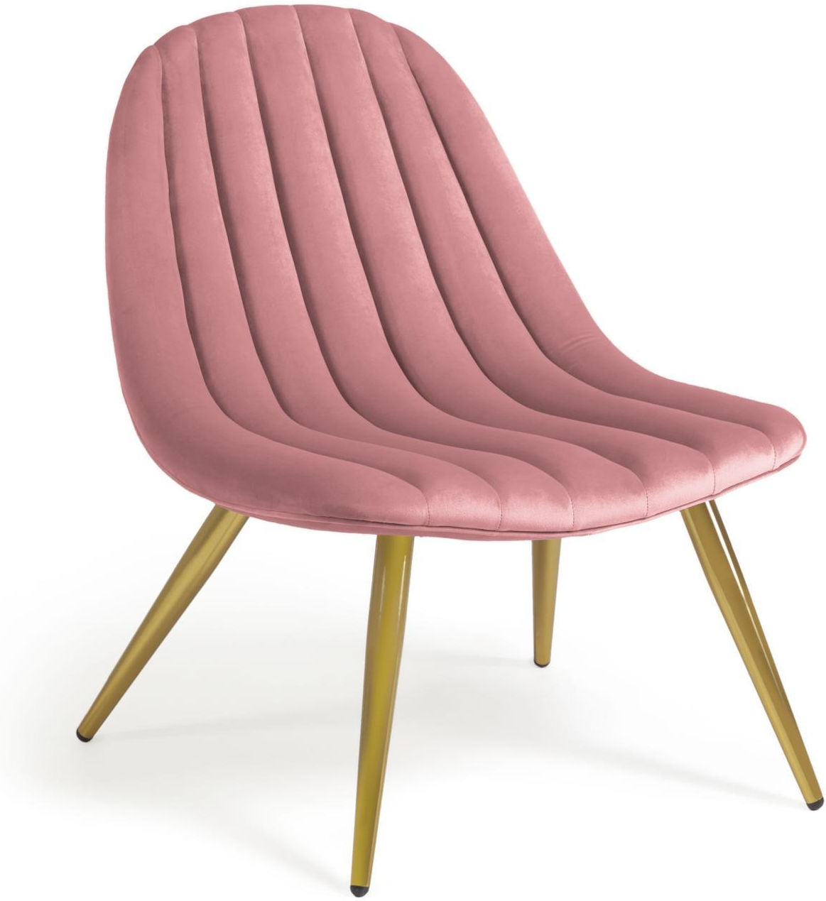 Pink Marlene Polstret Fløjl Lyserød Guldstel Vintage Lounge Spisestol Kave Home Lænestol - 8433840641874