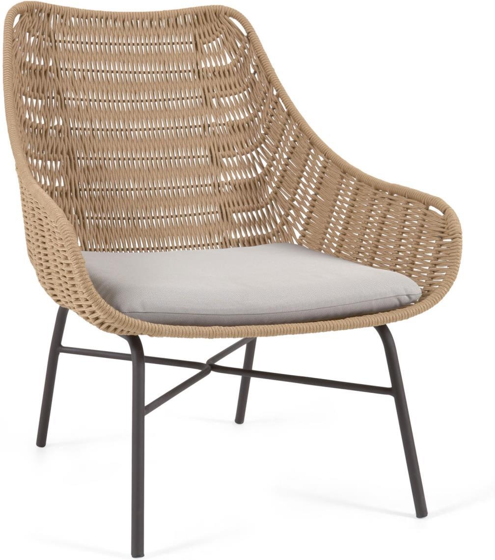 Beige Udendørs Loungestol Abeli Håndflettet Reb Galvaniseret Stål Behandlet Kave Home Lænestol - 8433840688398