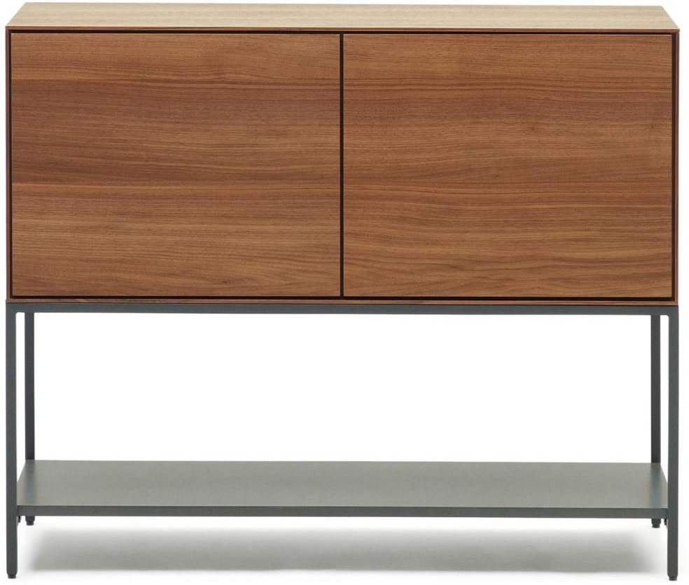 Mørk Natur/Sort Vedrana Valnøddefinr Stål Med Mat Antracit Finish H80xb97 5xd40 Kave Home Skænk - 8433840805573
