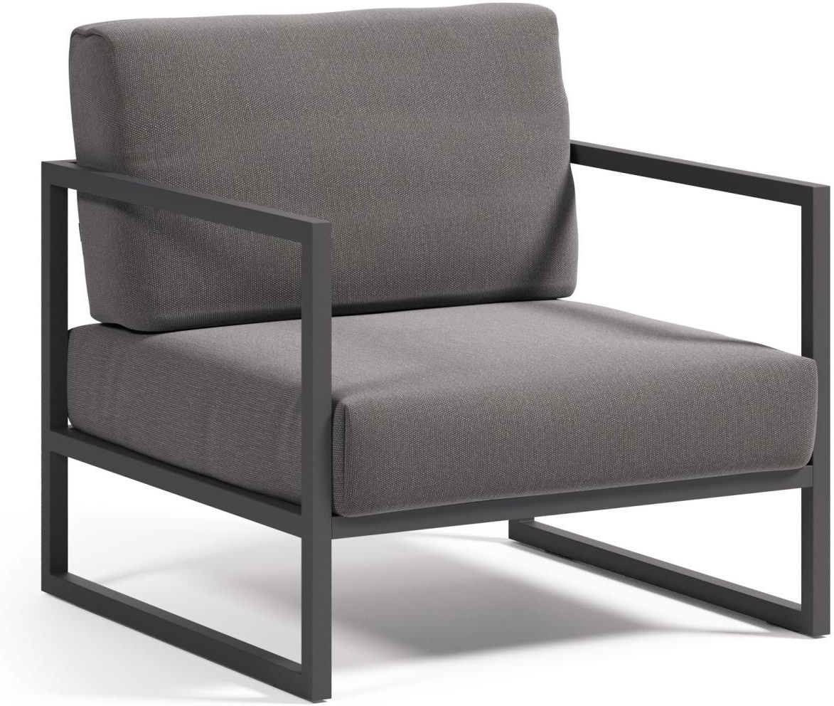 Sort Udendørs Comova Aluminium Med Aftagelige Crevin Puder Kave Home Lænestol - 8433840782607