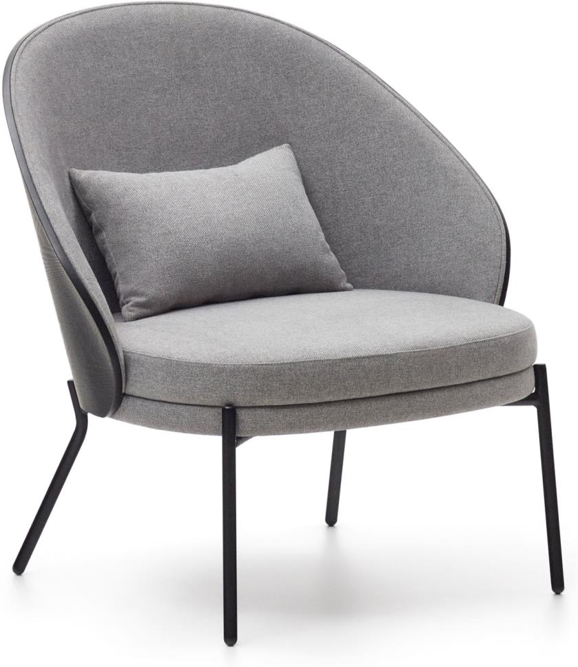 Sort Armstol Eamy Asketræsfinr Chenille Metal Med Aftagelig Pude Kave Home Lænestol - 8433840777467