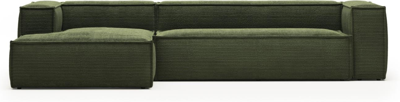 Grøn Chaiselong Blok Venstrevendt Fløjl Bredribset Corduroy 330x174 Kave Home Sofa - 8433840716565
