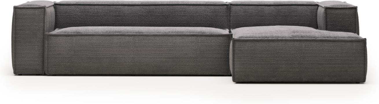 Grå Chaiselong Blok Fløjl Højrevendt H69b174l330cm Kave Home Sofa - 8433840569987