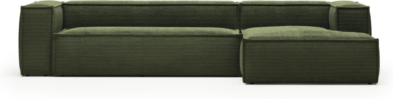 Grøn Chaiselong Blok Højrevendt Personers Corduroy Polstret Stof Kave Home Sofa - 8433840716572