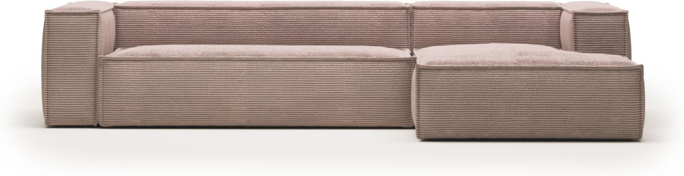 Lyserød Chaiselong Blok Corduroy Højrevendt H69x330x174 Kave Home Sofa - 8433840569734