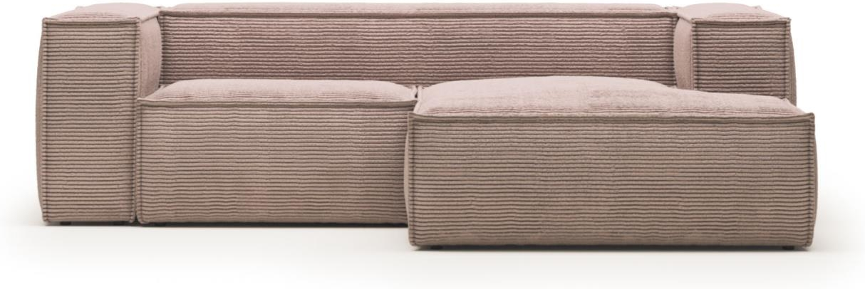 Lyserød Chaiselong Højrevendt Blok 240x174 Corduroy Stof Kave Home Sofa - 8433840570051