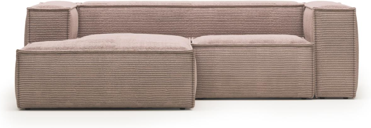 Pink Chaiselong Venstrevendt Blok Fløjl Vintage Nordisk 240x174cm Kave Home Sofa - 8433840570075