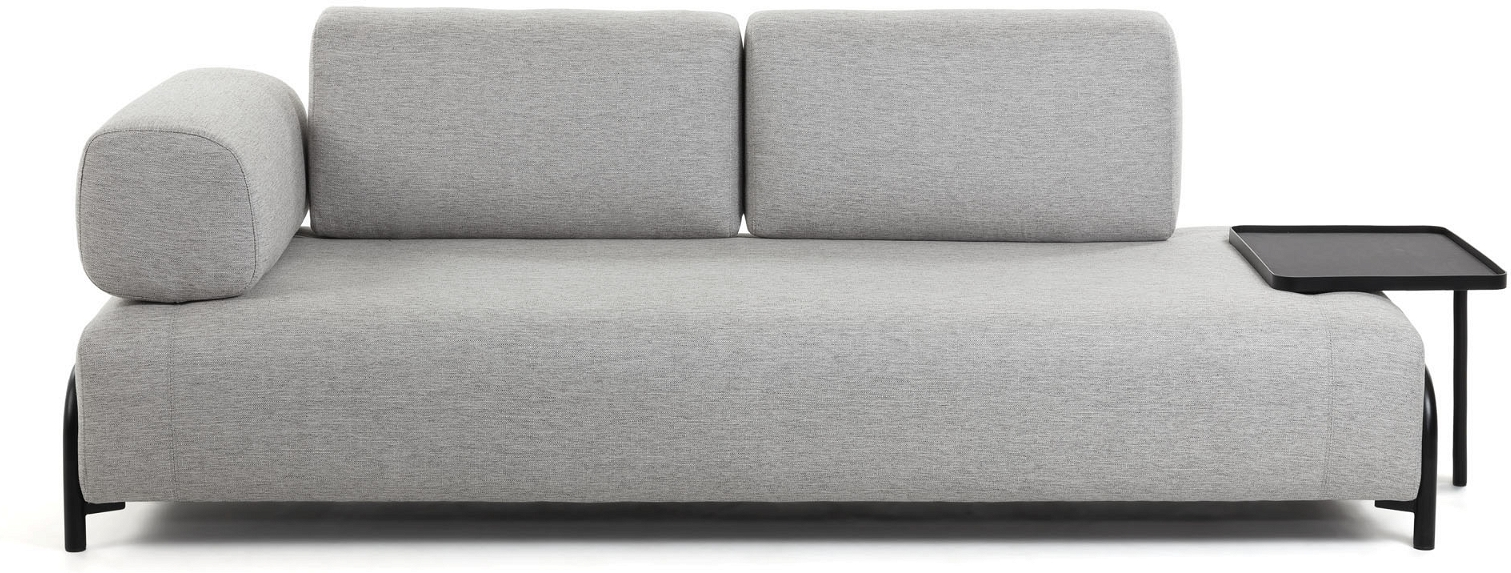 Lysegrå Personers Compo Stof Polstret Med Venstre Armlænsbakke Nordisk Design Bæredygtig Kave Home Sofa - 8433840554365
