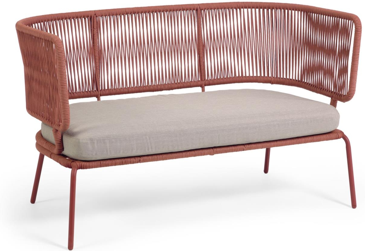 Lyserød Udendørs Personers Nadin Nordisk Moderne Lounge Galvaniseret Stål Håndvævede Remme Kave Home Sofa - 8433840647074
