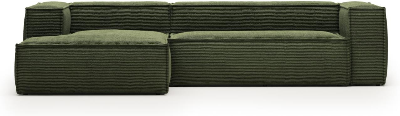 Grøn Chaiselong Blok Venstrevendt Fløjl 300x174x69 Kave Home Sofa - 8433840716657