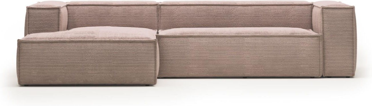 Lyserød Chaiselong Venstrevendt Blok T Fløjl Kave Home Sofa - 8433840663395