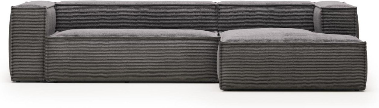 Grå Chaiselong Blok Højrevendt Ribstof Polstret Pers 300x174x69 Kave Home Sofa - 8433840663463