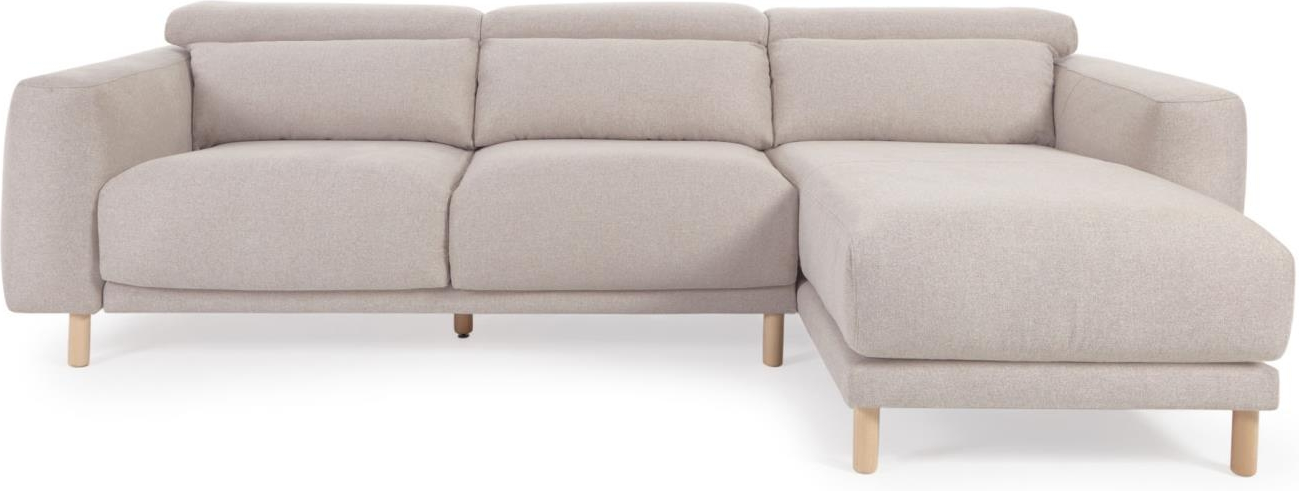 Beige Chaiselong Singa Højrevendt Hjørne Stof Kave Home Sofa - 8433840742571