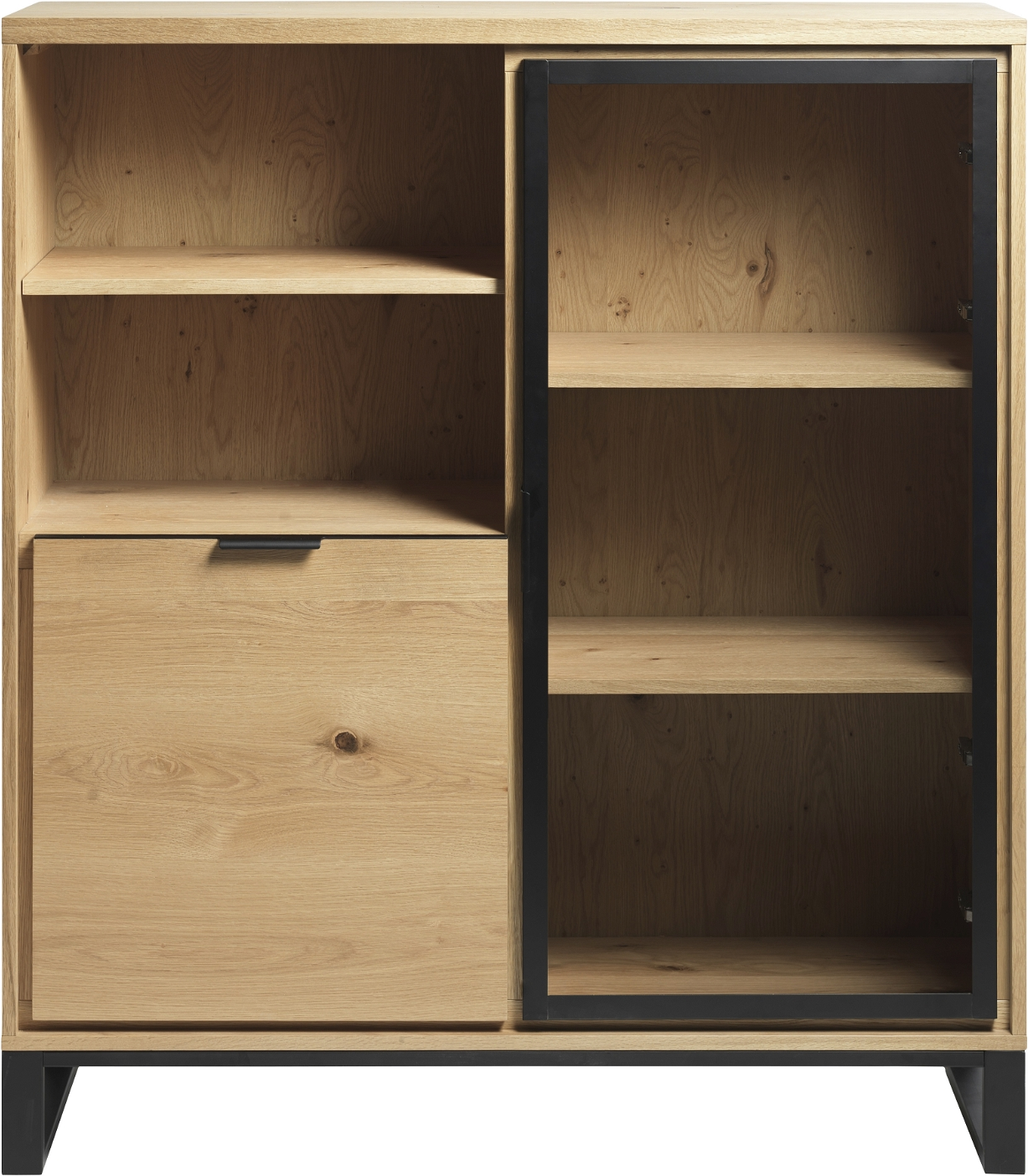 Sort Livorno Natur Egetræ & Metal H139xb42xl123 Nordique Design Vitrineskab - 5704745098517