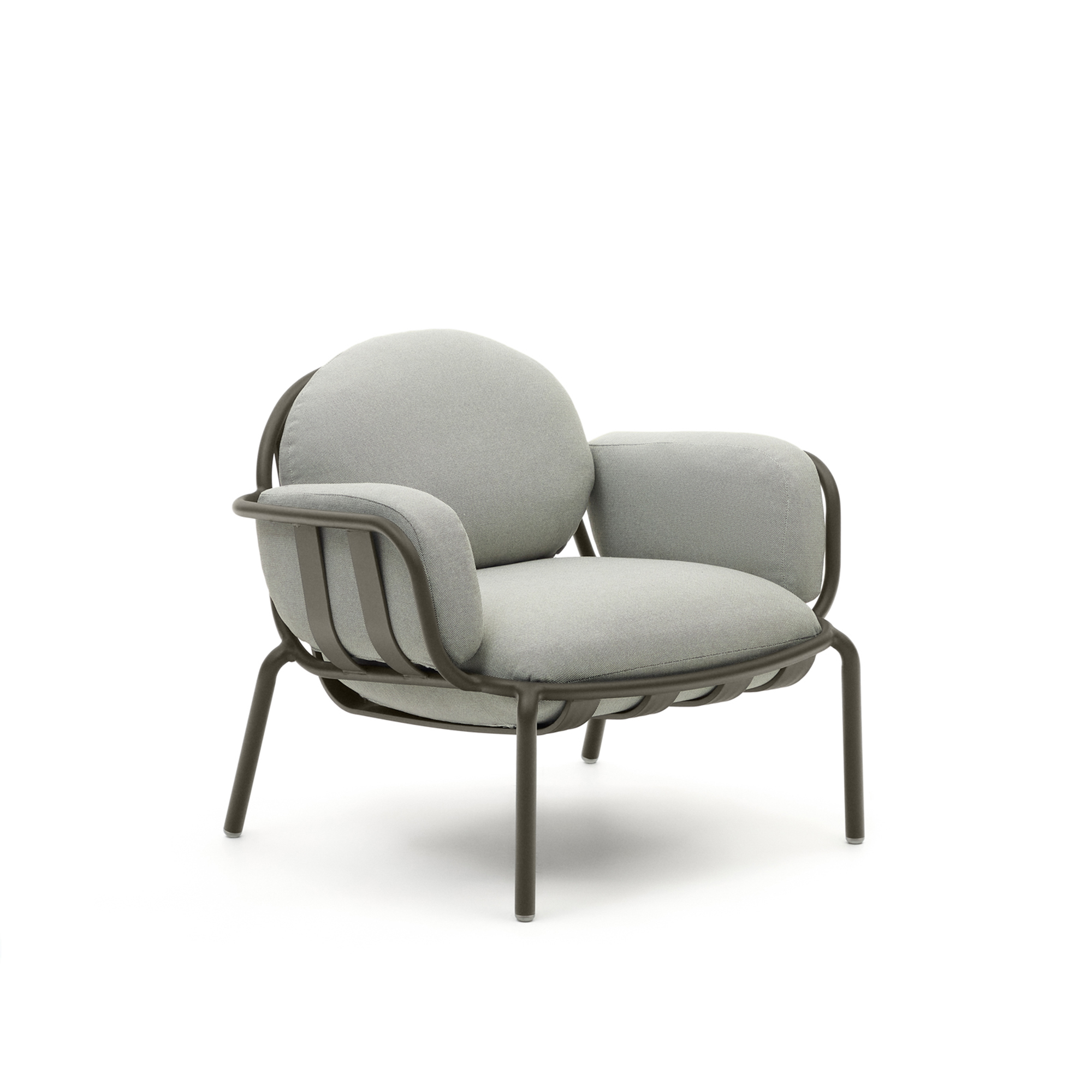 Grøn Joncols Udendørs Med Gråt Polstring Aluminium Med Malet Finish Kave Home Lænestol - 8447305050514