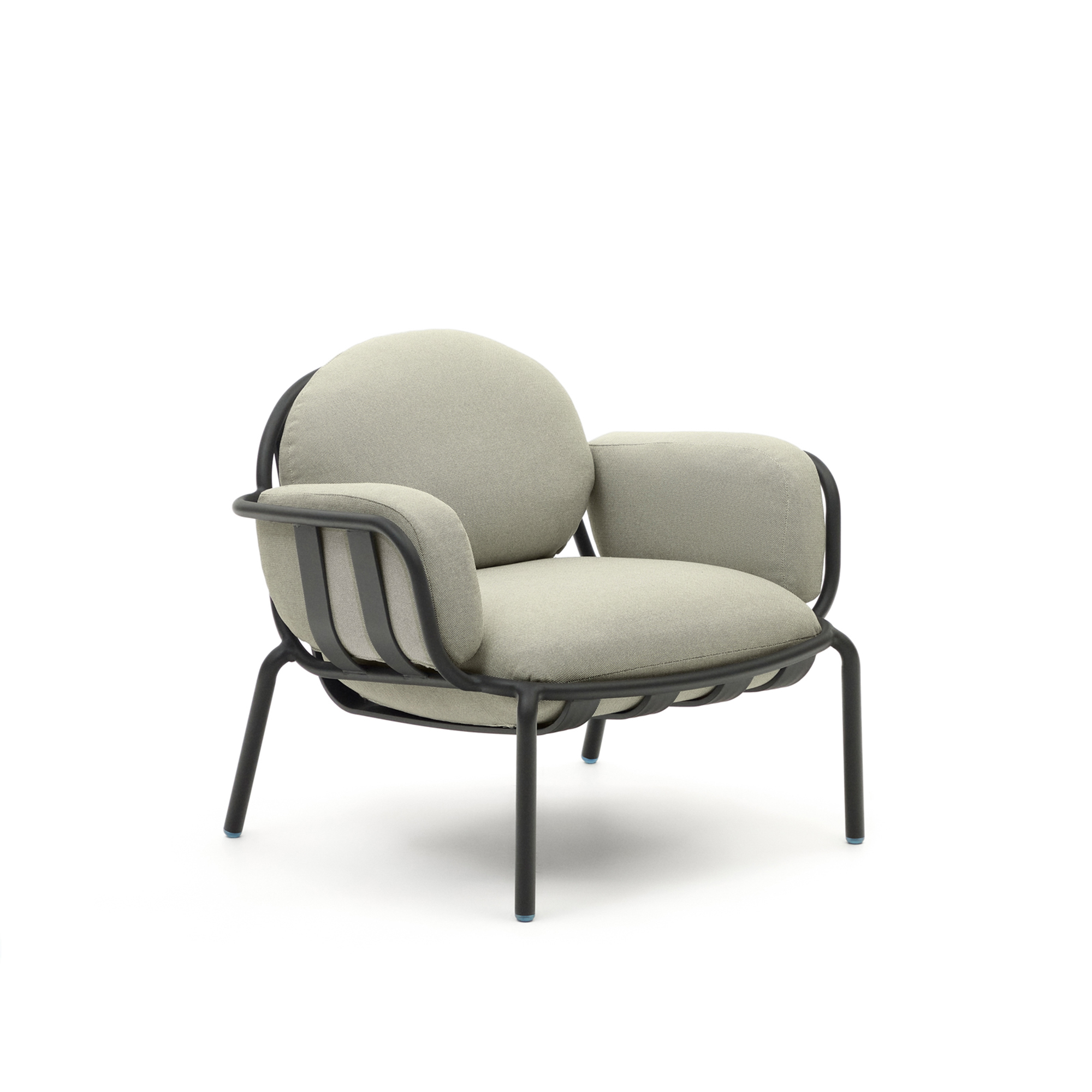 Grå Joncols Udendørs Med Beige Polstring Aluminium Med Malet Finish Kave Home Lænestol - 8447305050521