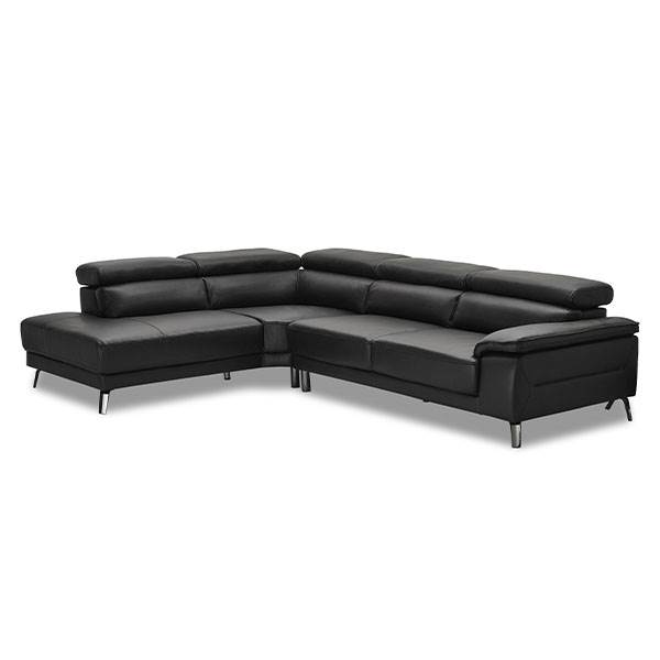 Sort Napoli Hjørne Læder Sofa